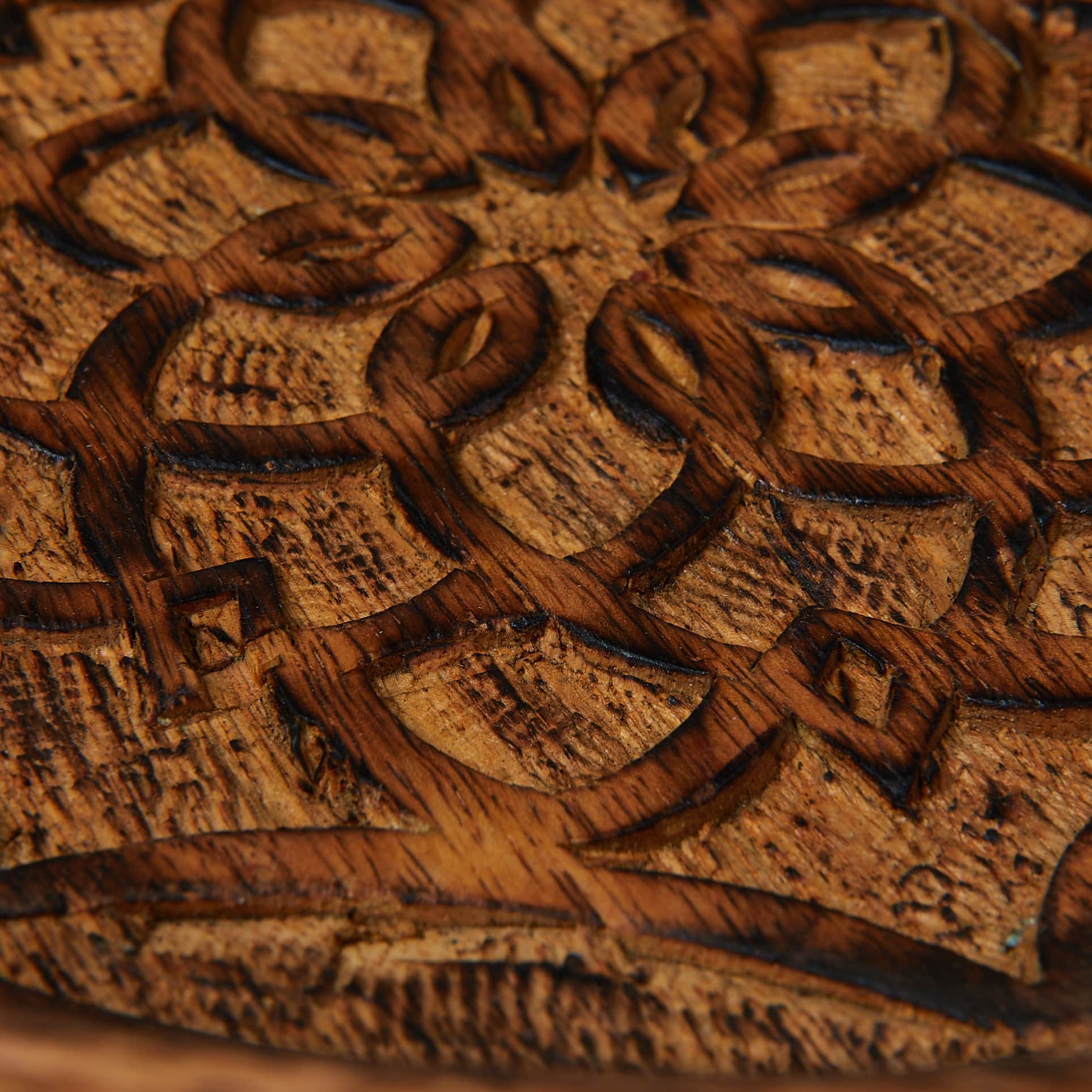 Hello Honey® 11.5" Natural Boho Carved Wood Bowl with Floral Designs
