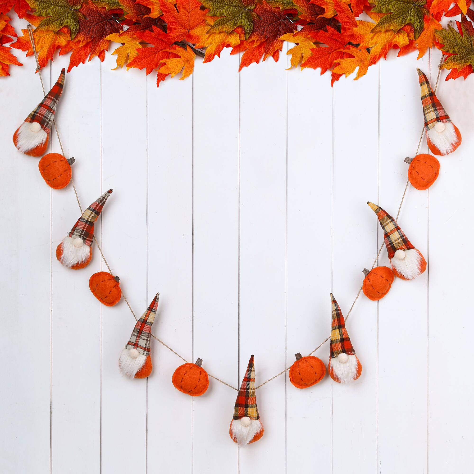 Glitzhome® 6ft. Fall Gnomes Fabric Garland