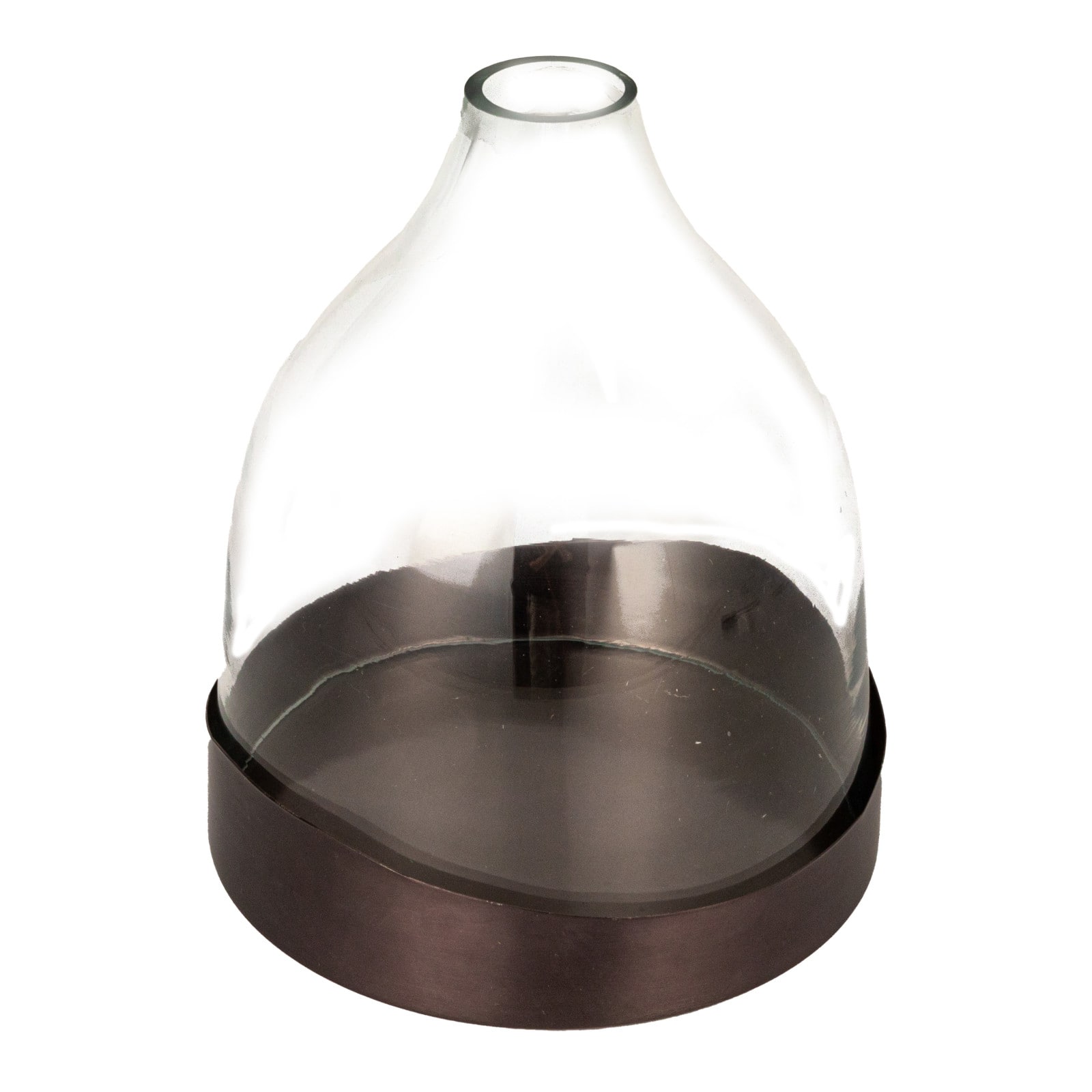 Hello Honey&#xAE; 10&#x22; Clear &#x26; Black Metal Sophisticated Glass Cloche with Metal Tray