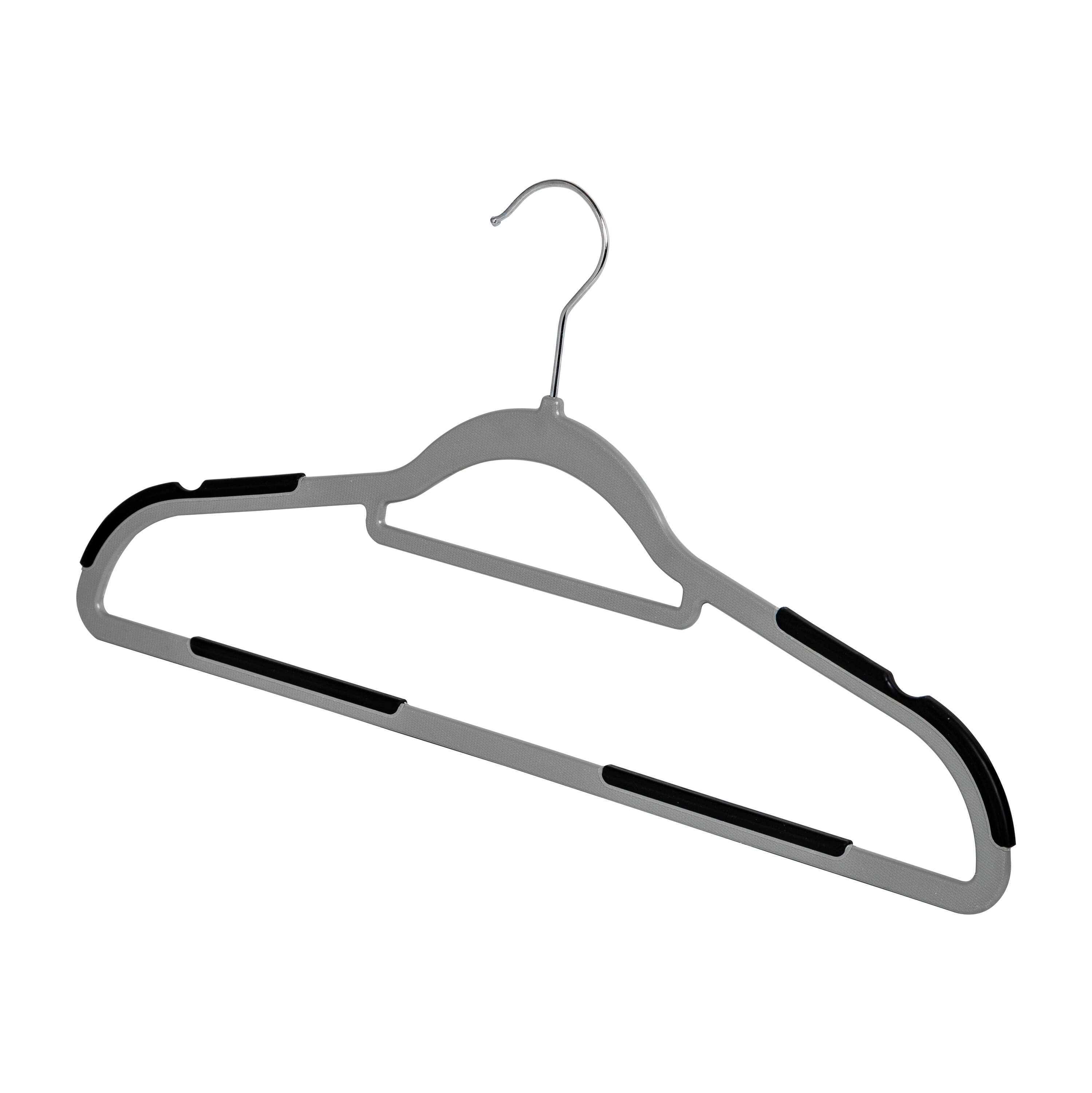 Honey Can Do Gray &#x26; Black Rubber Grip No-Slip Plastic Hangers, 50ct.