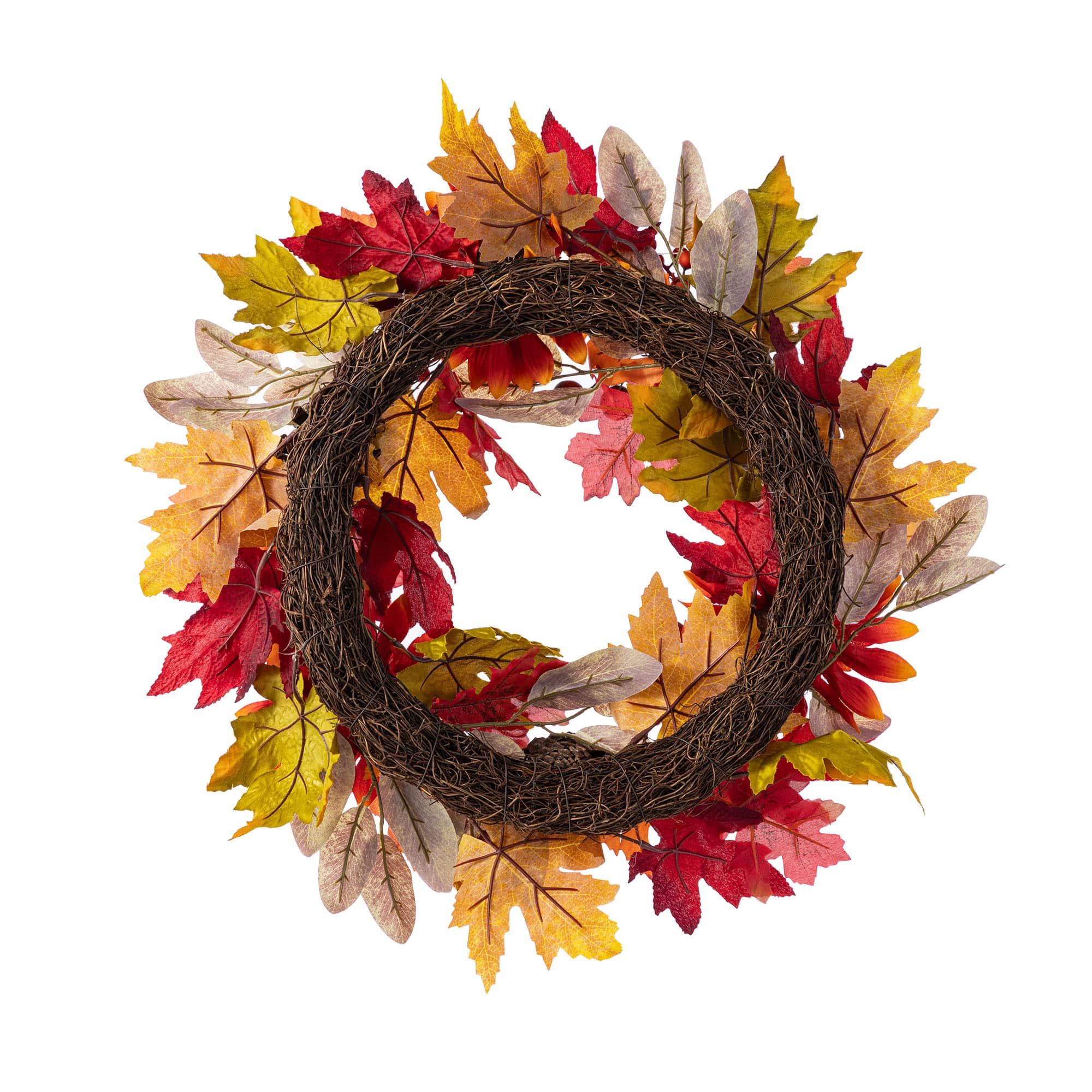 Glitzhome&#xAE; 24&#x22; Fall Sunflower, Pinecone and Berry Wreath