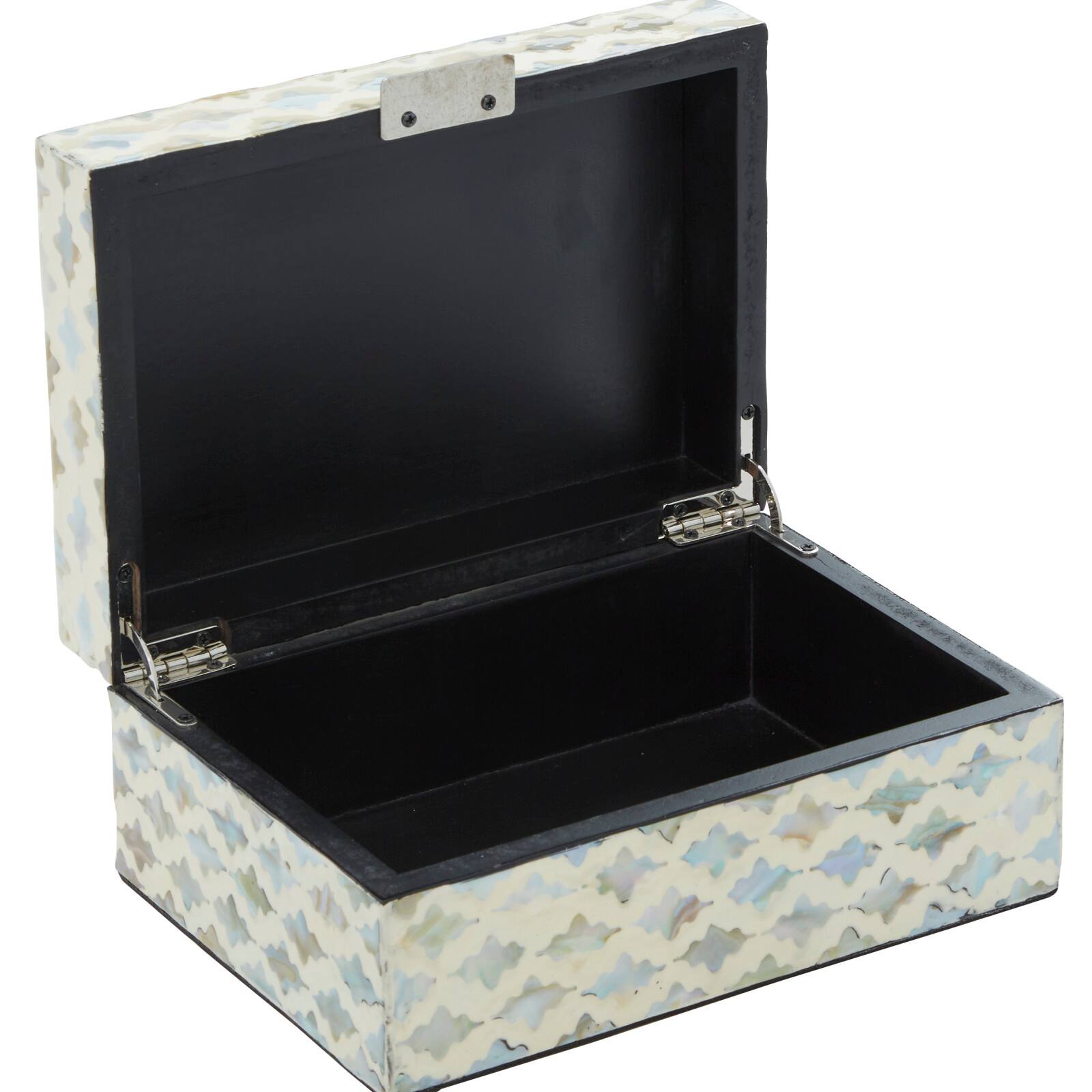 Coastal Rectangular White Wooden Zigzag Decorative Box Set