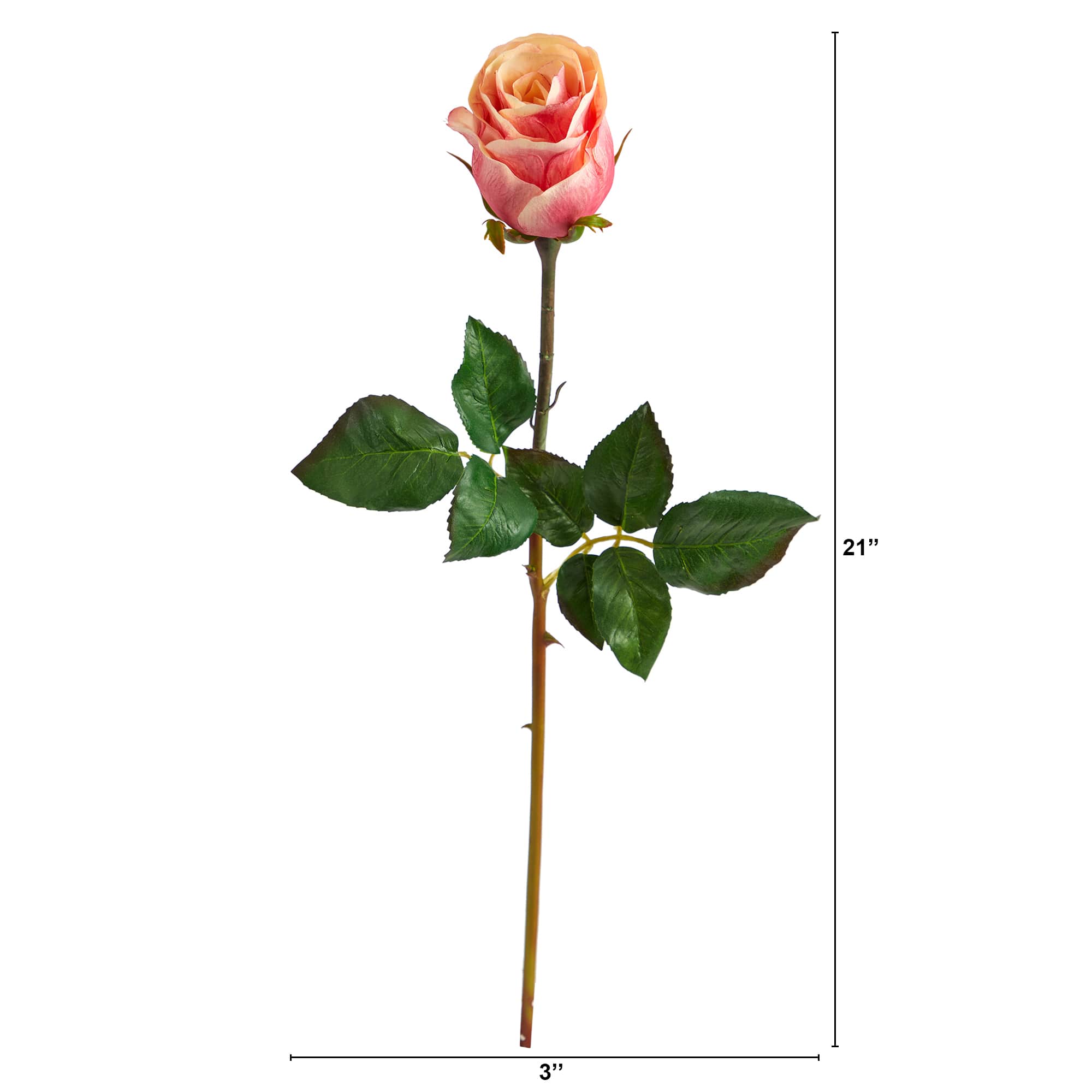 Peach & Pink Rose Bud Stem, 6ct.
