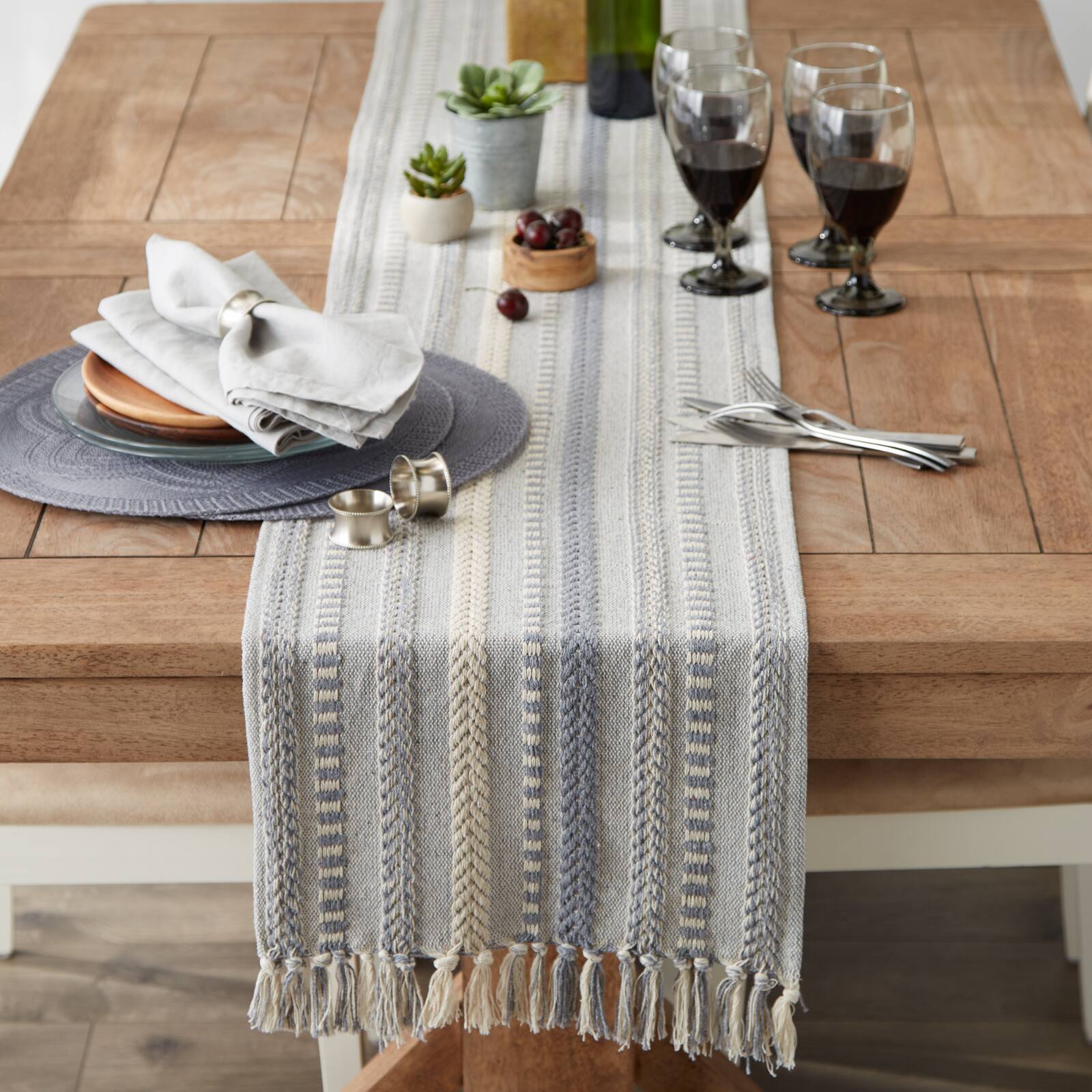 DII&#xAE; 72&#x22; Braided Stripe Table Runner