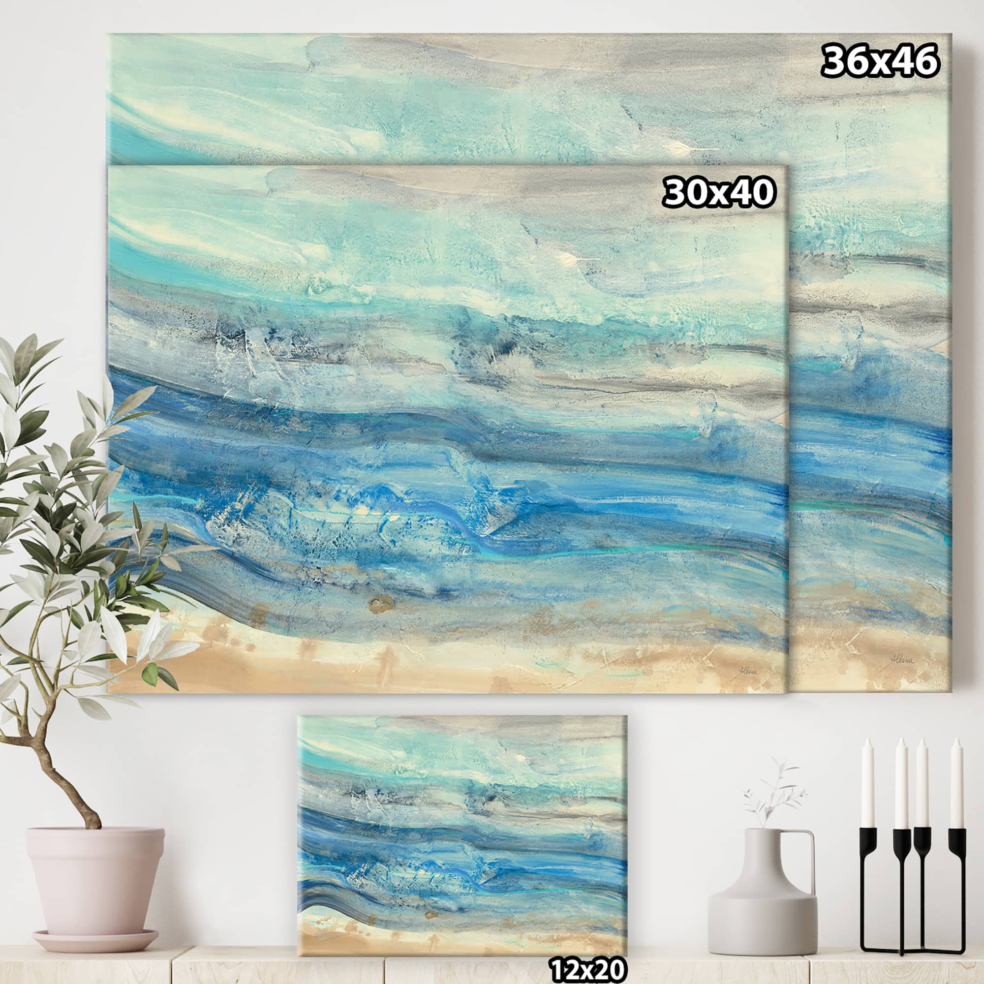 Designart - Ocean Mineral Waves - Nautical & Coastal Canvas Art