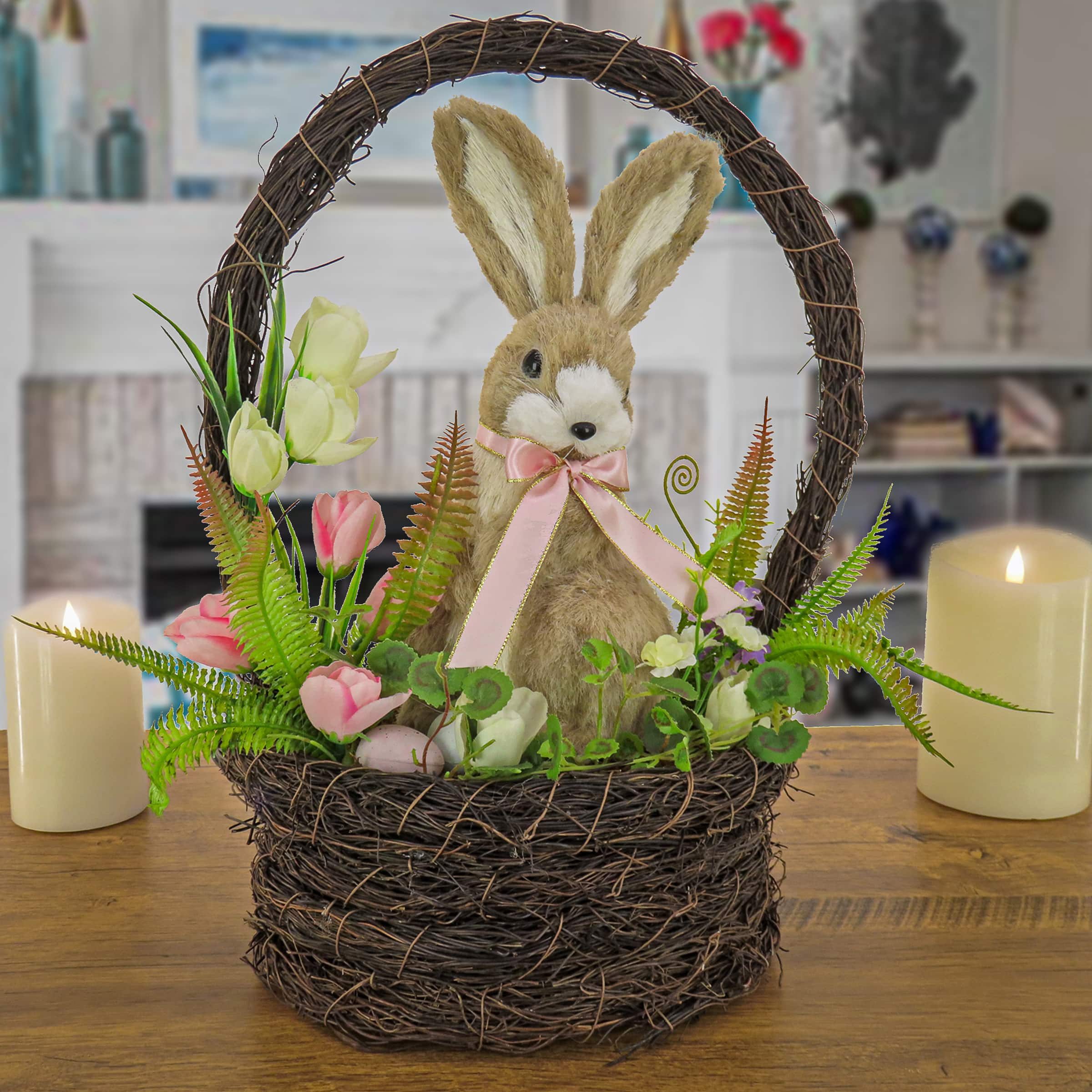 17&#x22; Easter Bunny Basket Table D&#xE9;cor