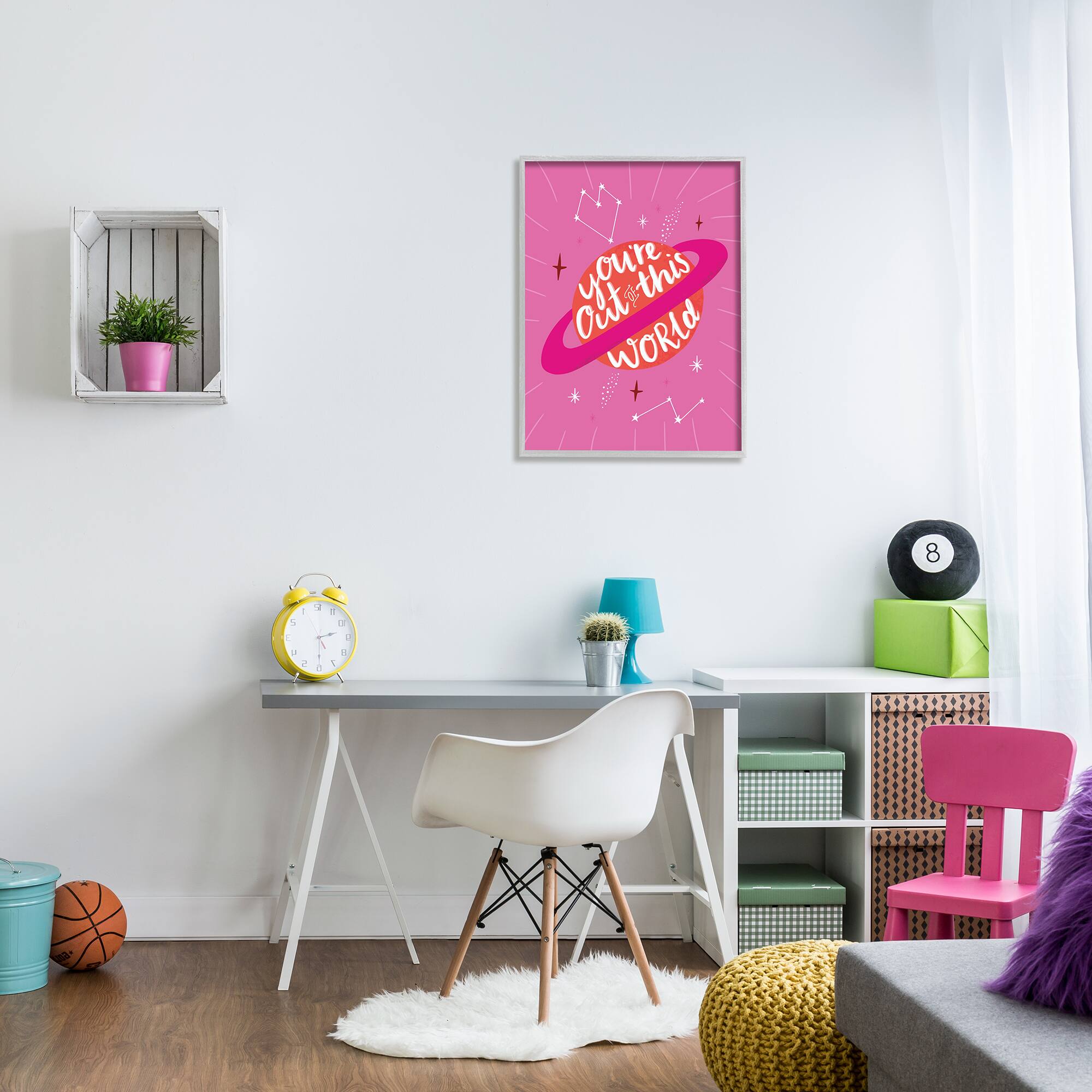 Stupell Industries You&#x27;re Out of This World Phrase Valentine Pink Planet in Gray Frame Wall Art
