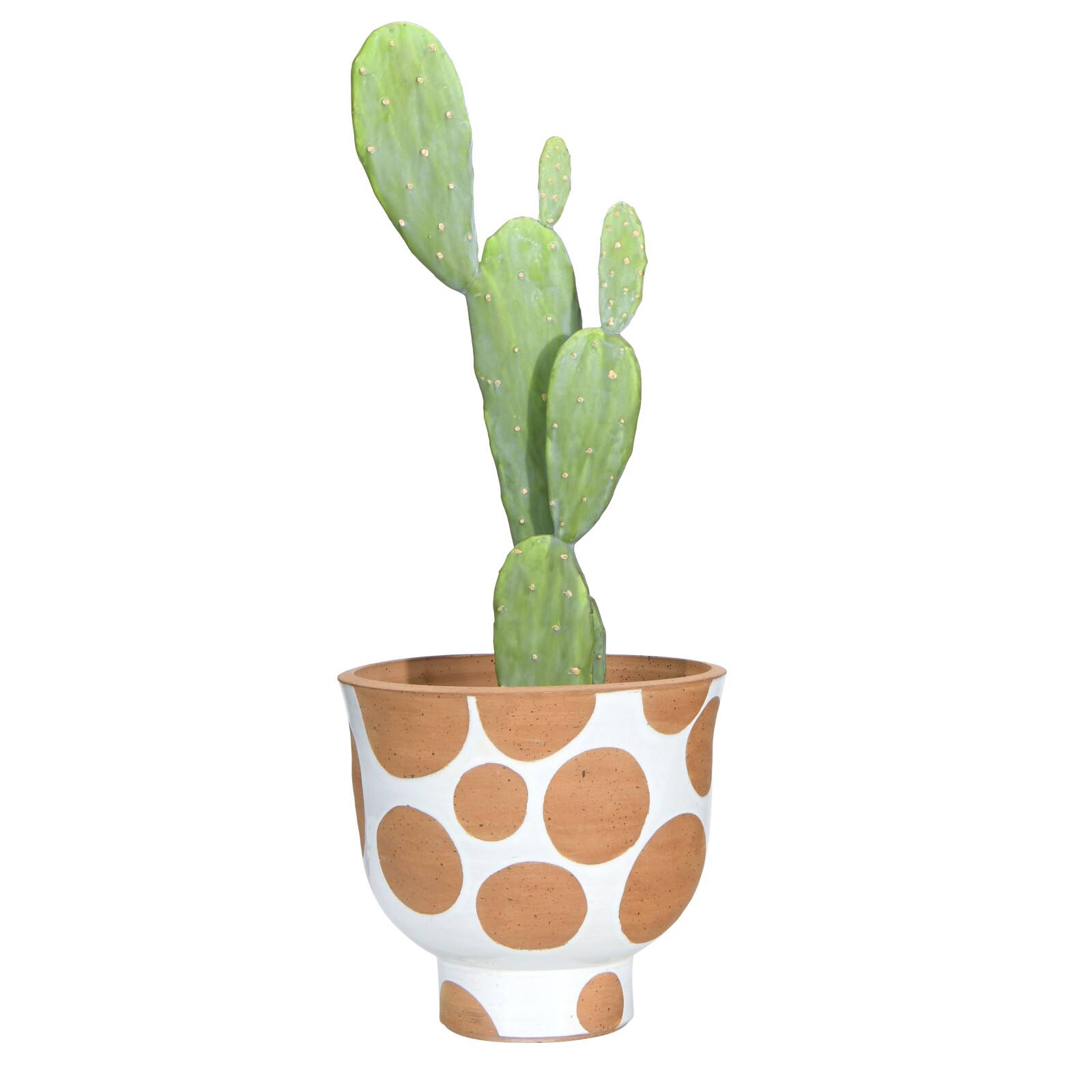 Hello Honey® 9" White & Brown Polka Dot Terra Cotta Pot
