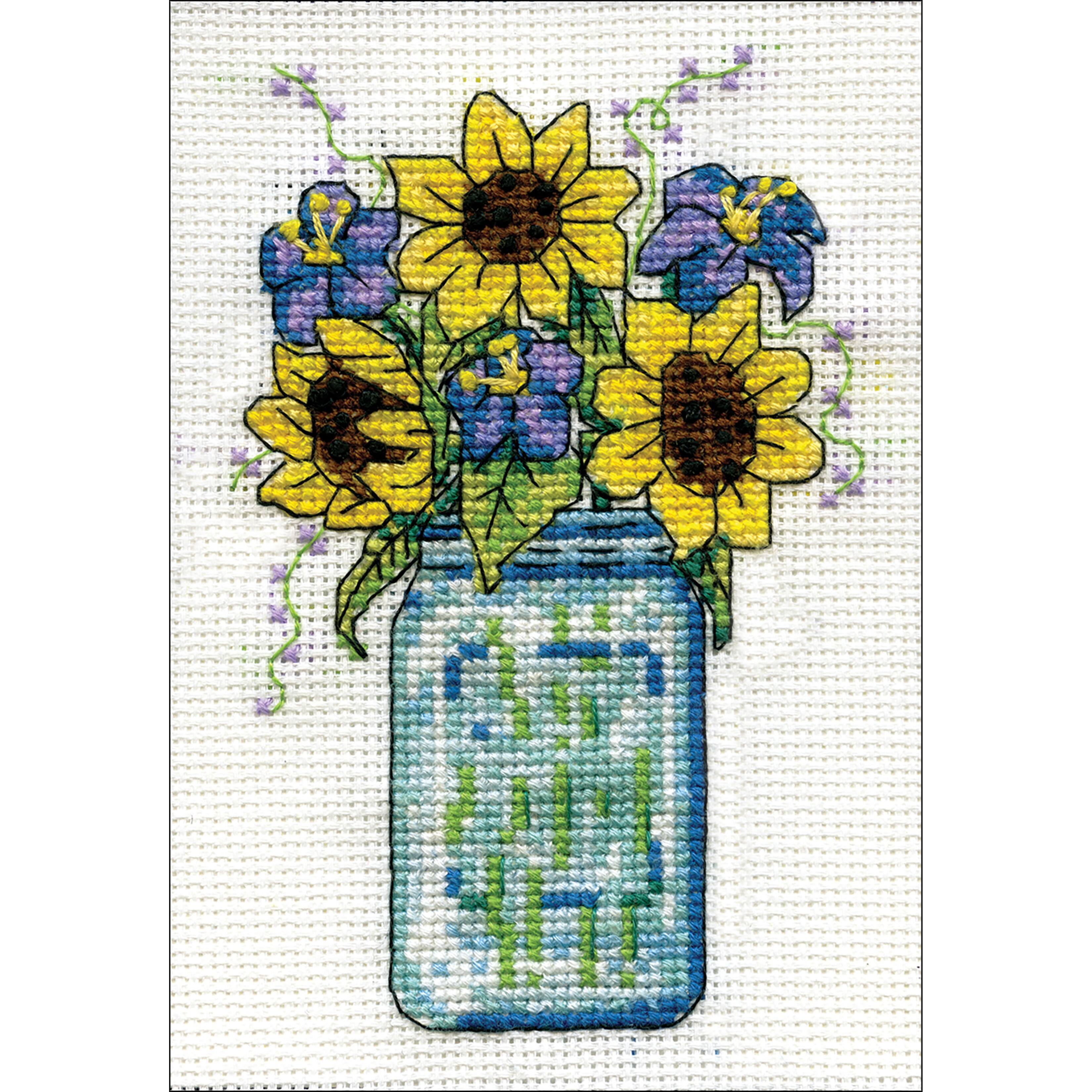 Design Works™ Stitch & Mat Floral Jar Counted Cross Stitch Kit