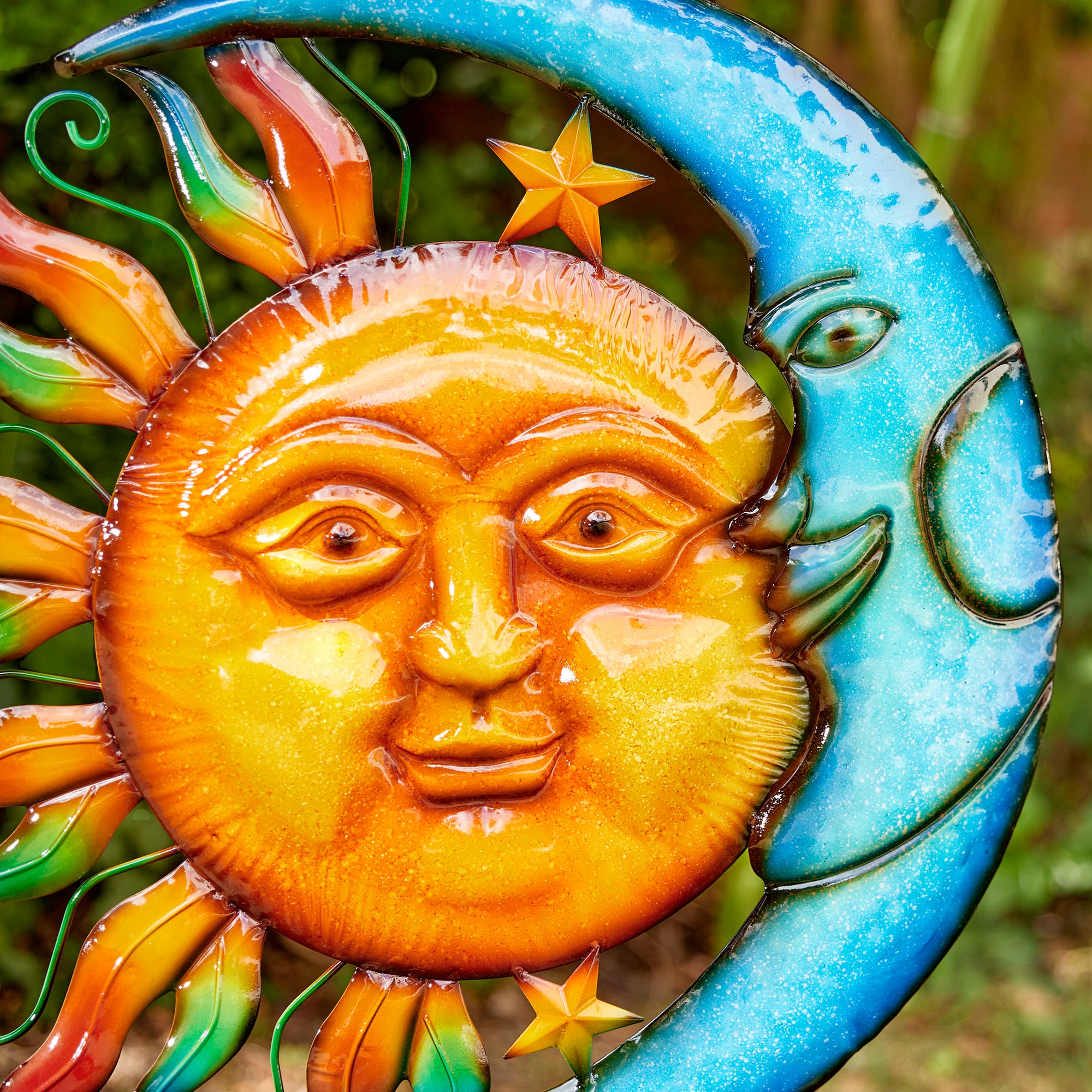 Glitzhome&#xAE; 36.25&#x22; Metal Sun &#x26; Moon Garden Stake or Wall D&#xE9;cor