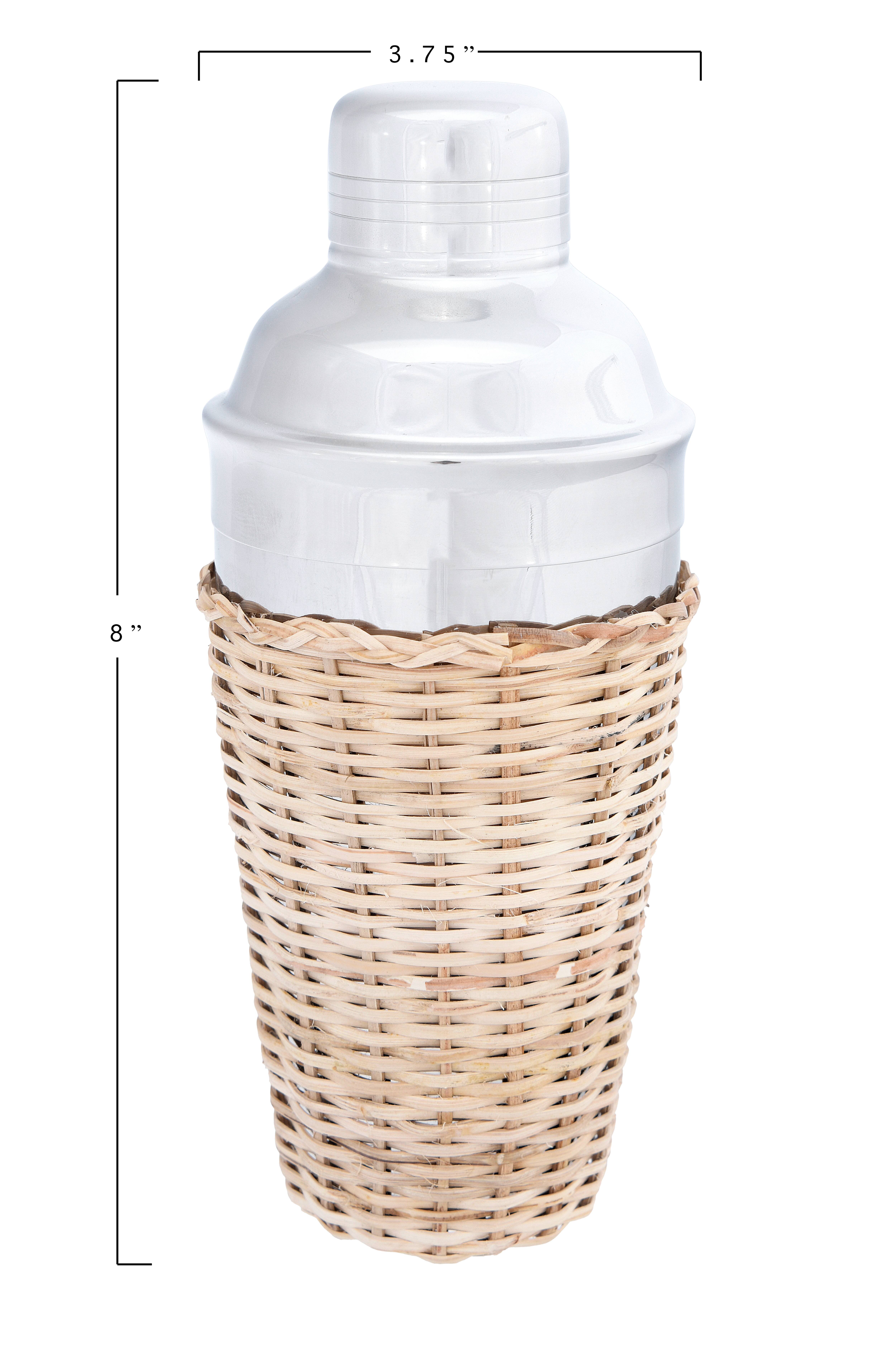 Hello Honey® 17 oz. Stainless Steel Cocktail Shaker with Woven Rattan Sleeve