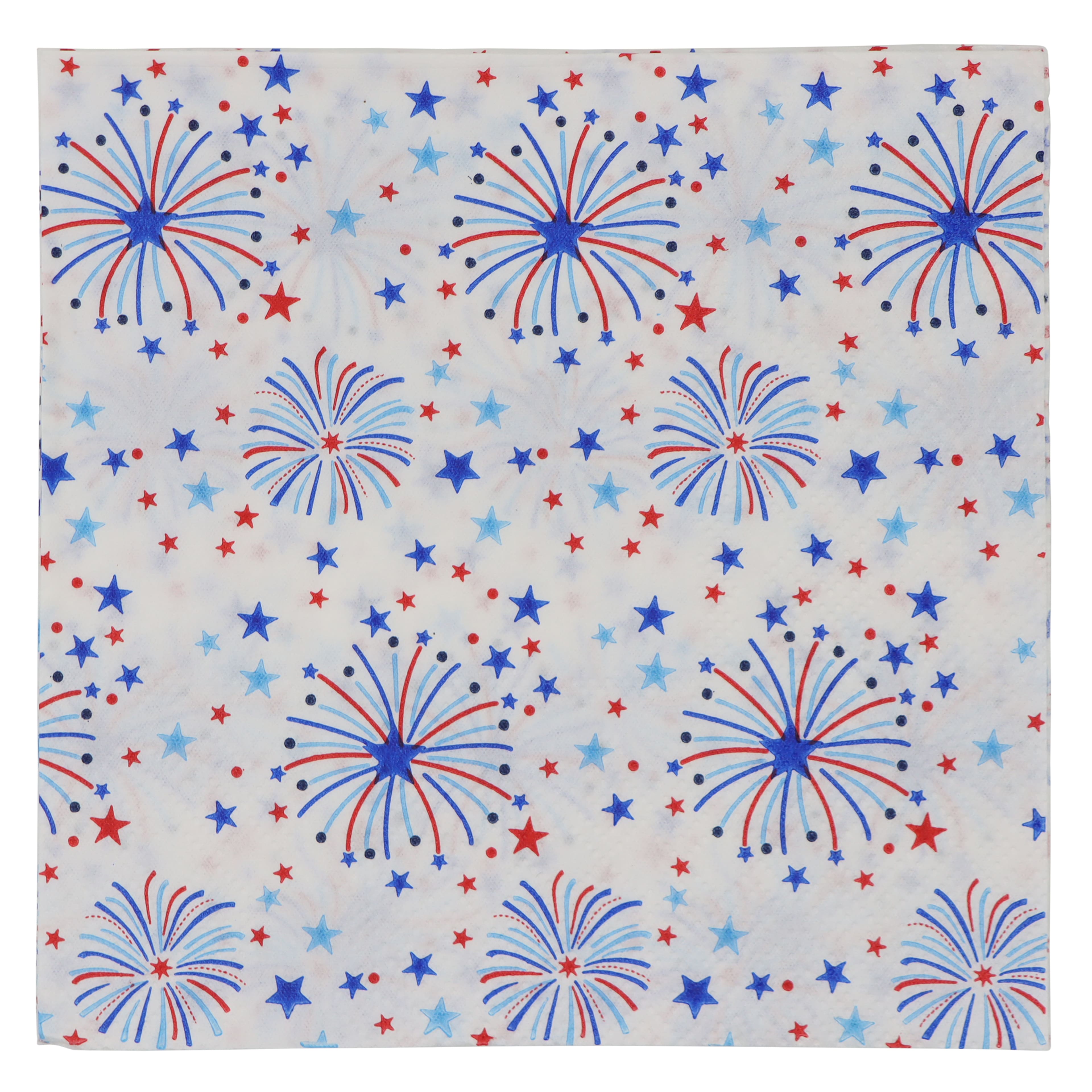 Red, White &#x26; Blue Fireworks Beverage Napkins, 20ct. by Celebrate It&#x2122;