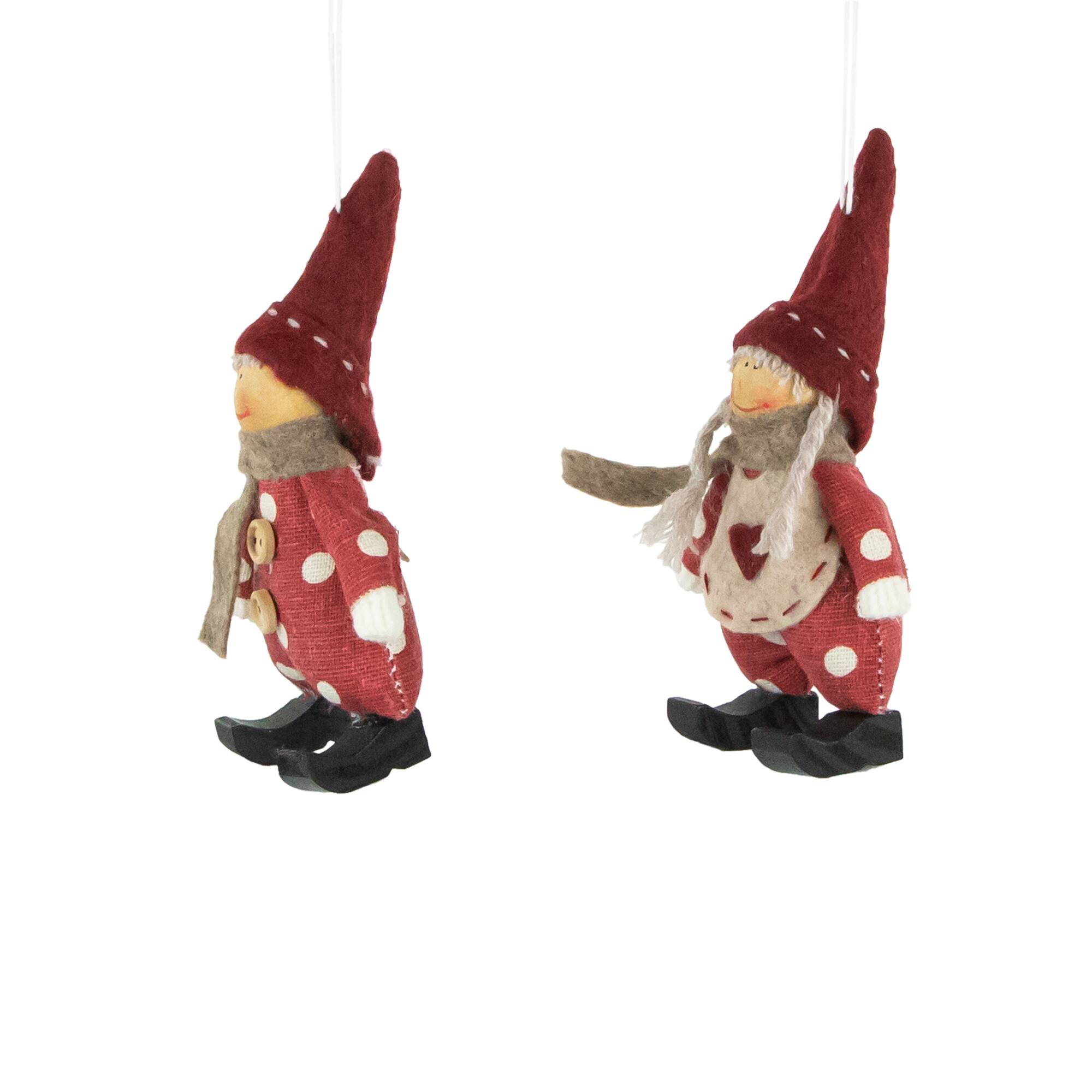 Red Polka Dot Boy & Girl Hanging Fabric Christmas Ornament Set