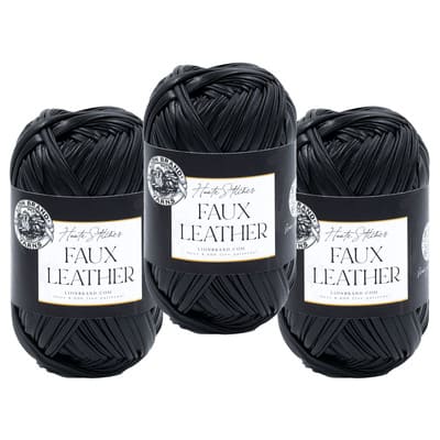 3 Pack Lion Brand® Haute Stitches Faux Leather Yarn, Color: Night