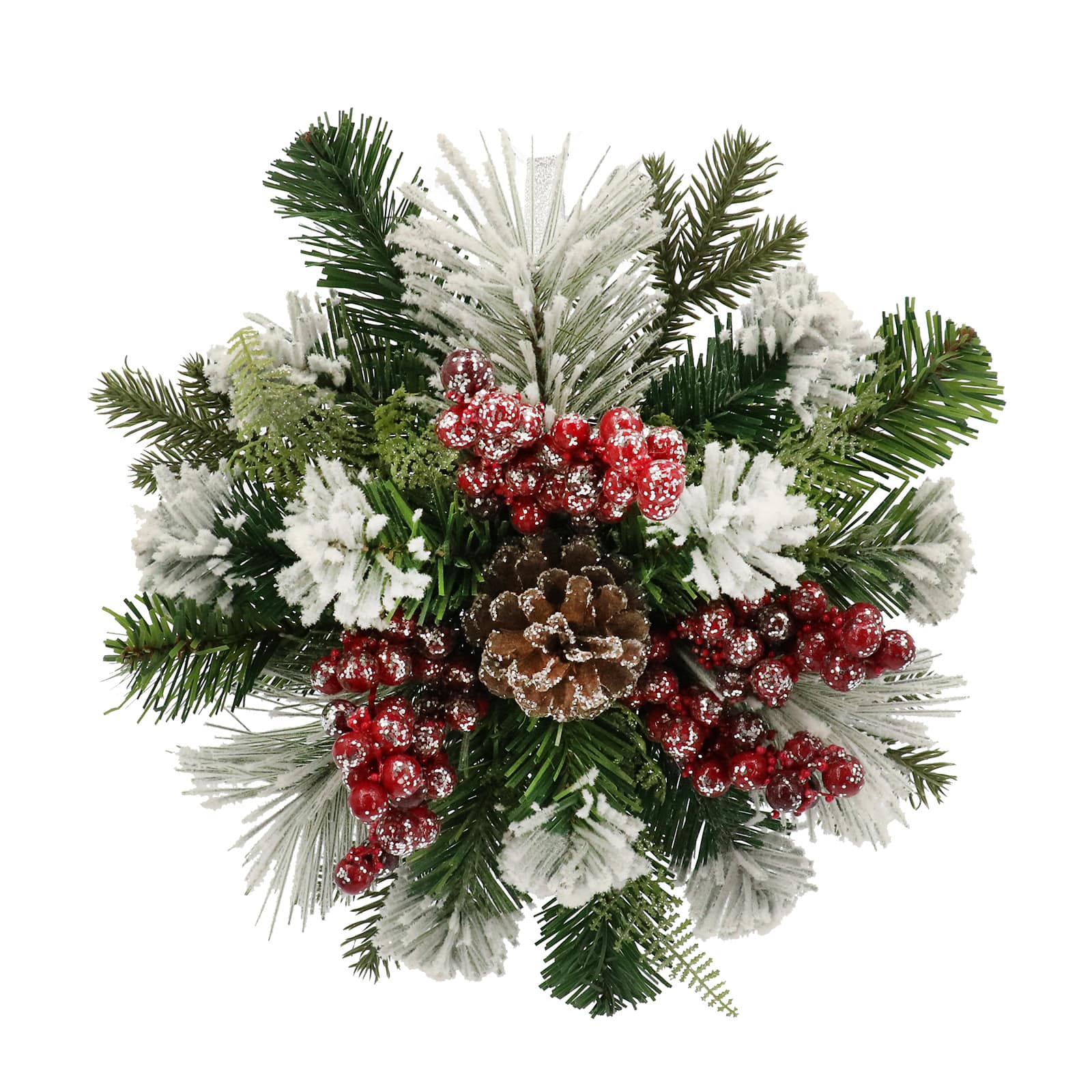13&#x22; Mini Snowy Red Berry &#x26; Pine Wreath by Ashland&#xAE;