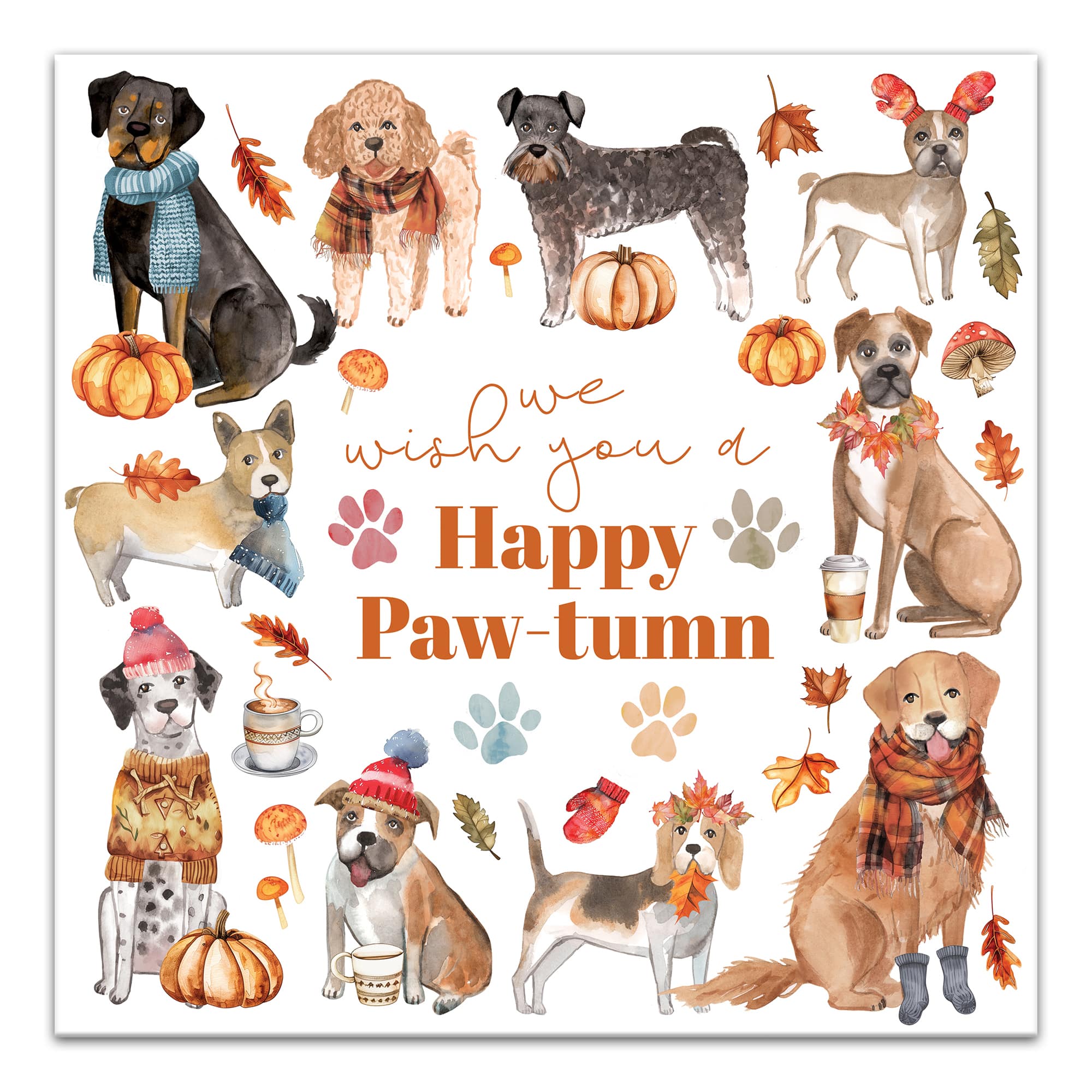 Happy Paw-tumn 16" x 16" Canvas Wall Art
