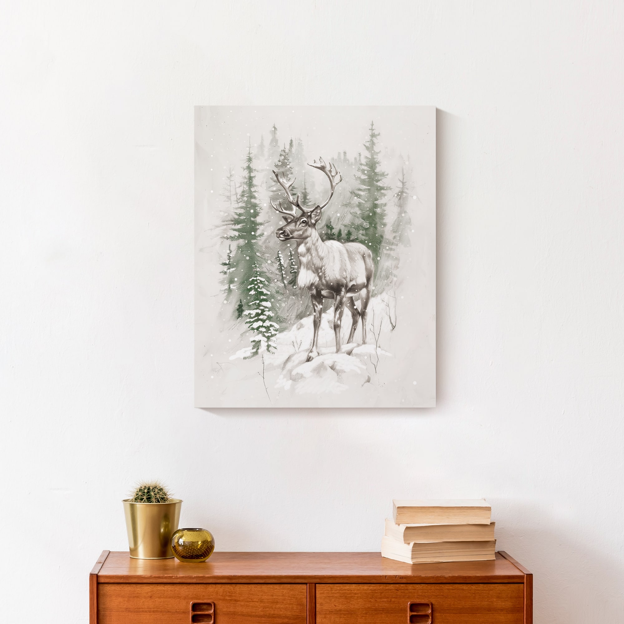 Winter Reindeer 16" x 20" Canvas Wall Art