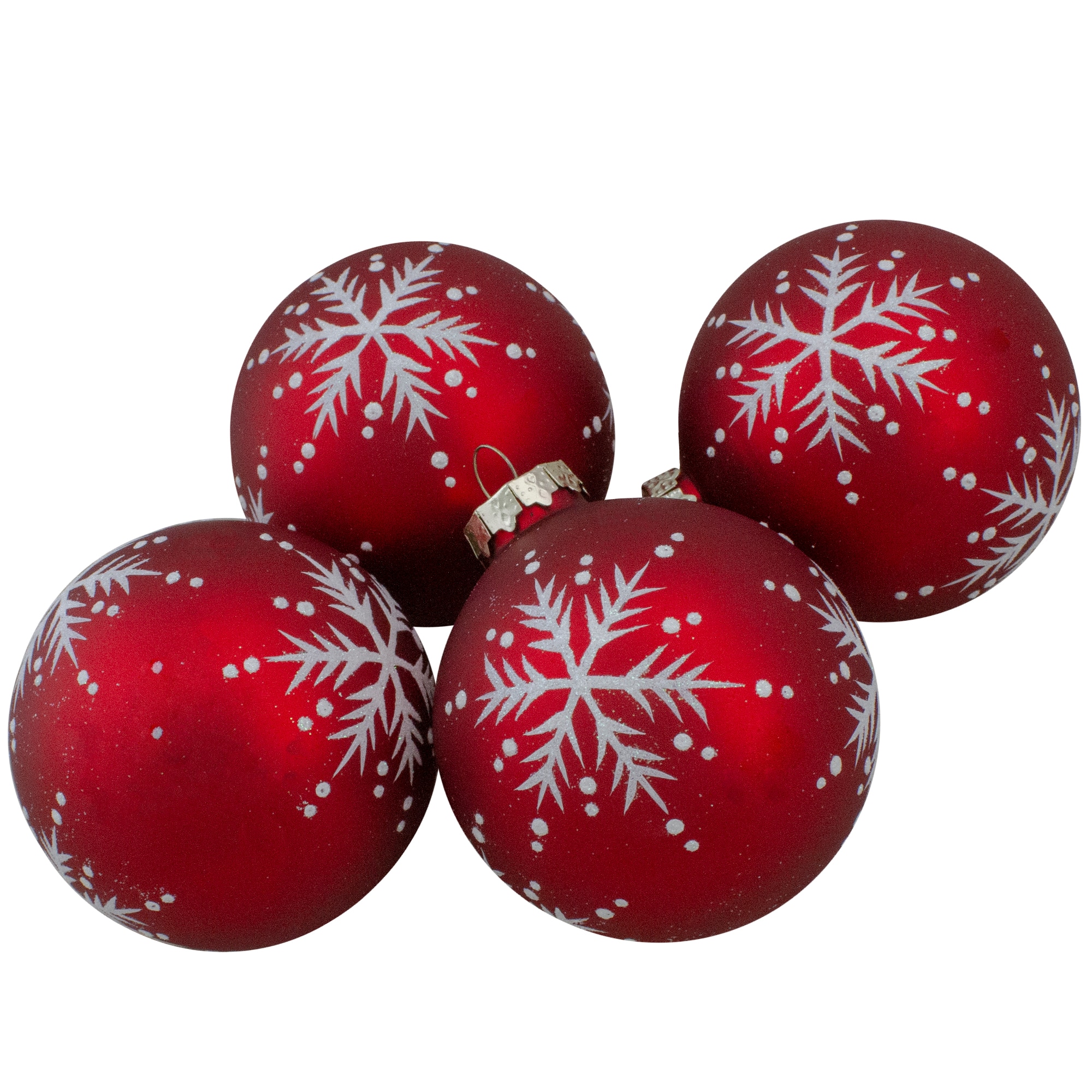 4ct. 3.25&#x22; Matte Red Glass Ball Christmas Ornaments