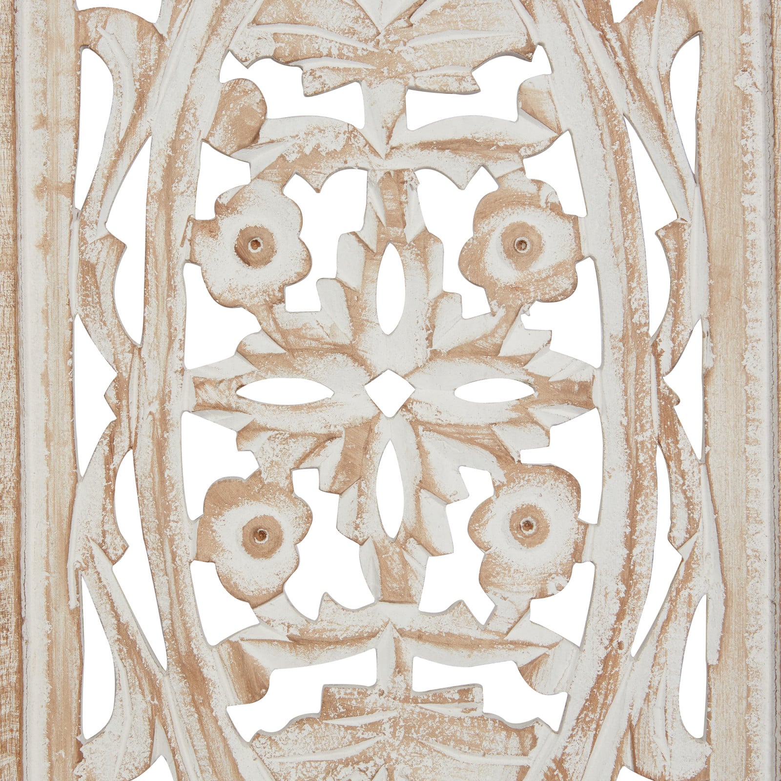 Cream Traditional Floral Mango Wood Wall D&#xE9;cor