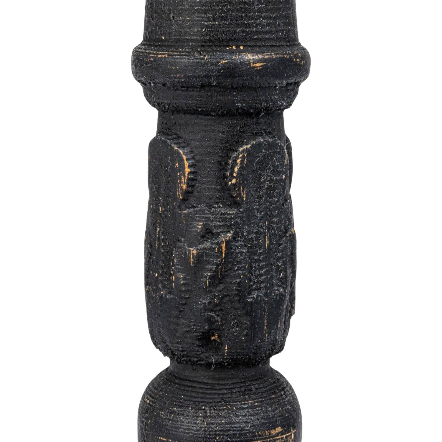 Hello Honey&#xAE; Round Black Wood Taper Candle Holder Set