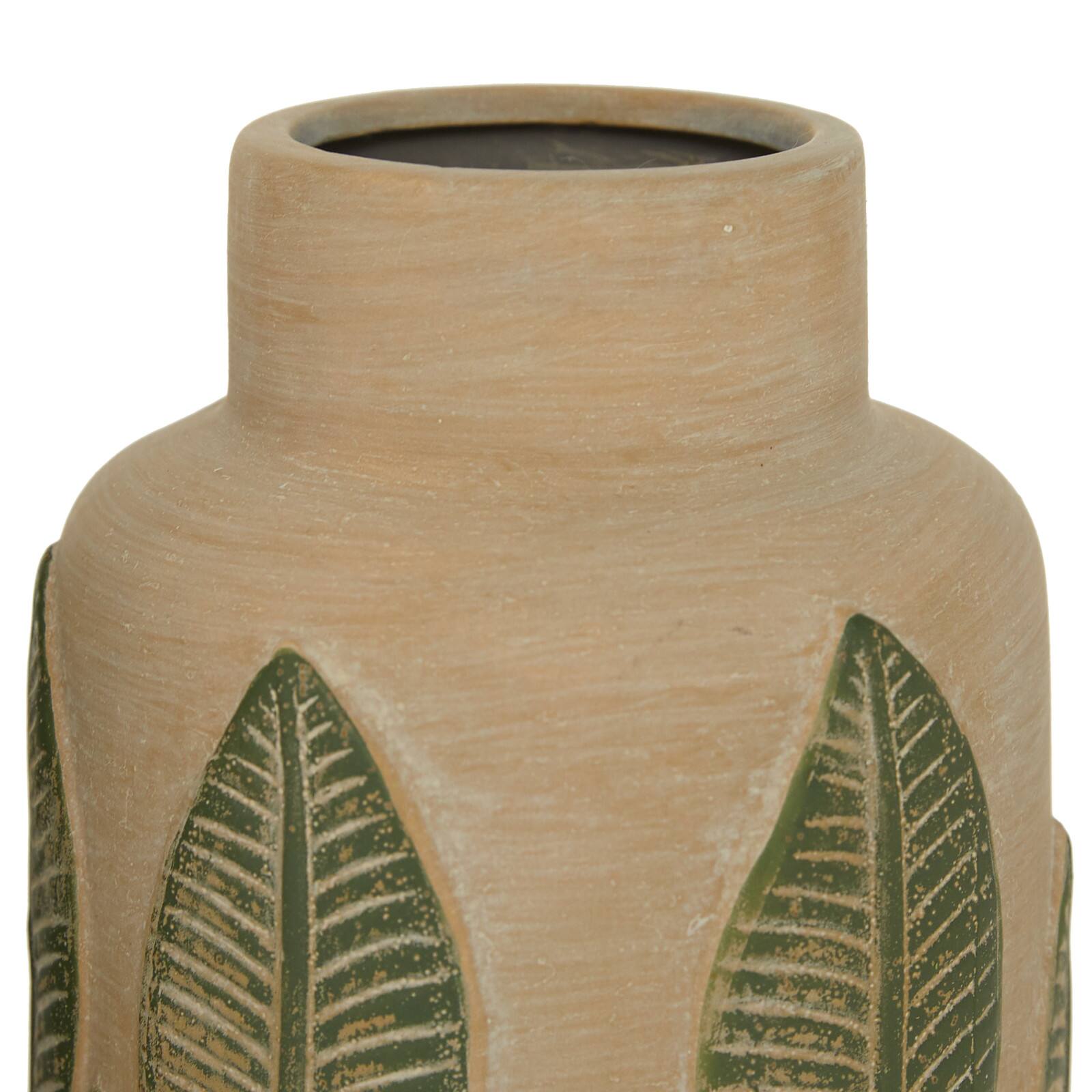 Set of 2 Beige Stoneware Coastal Style Vase, 11", 14"