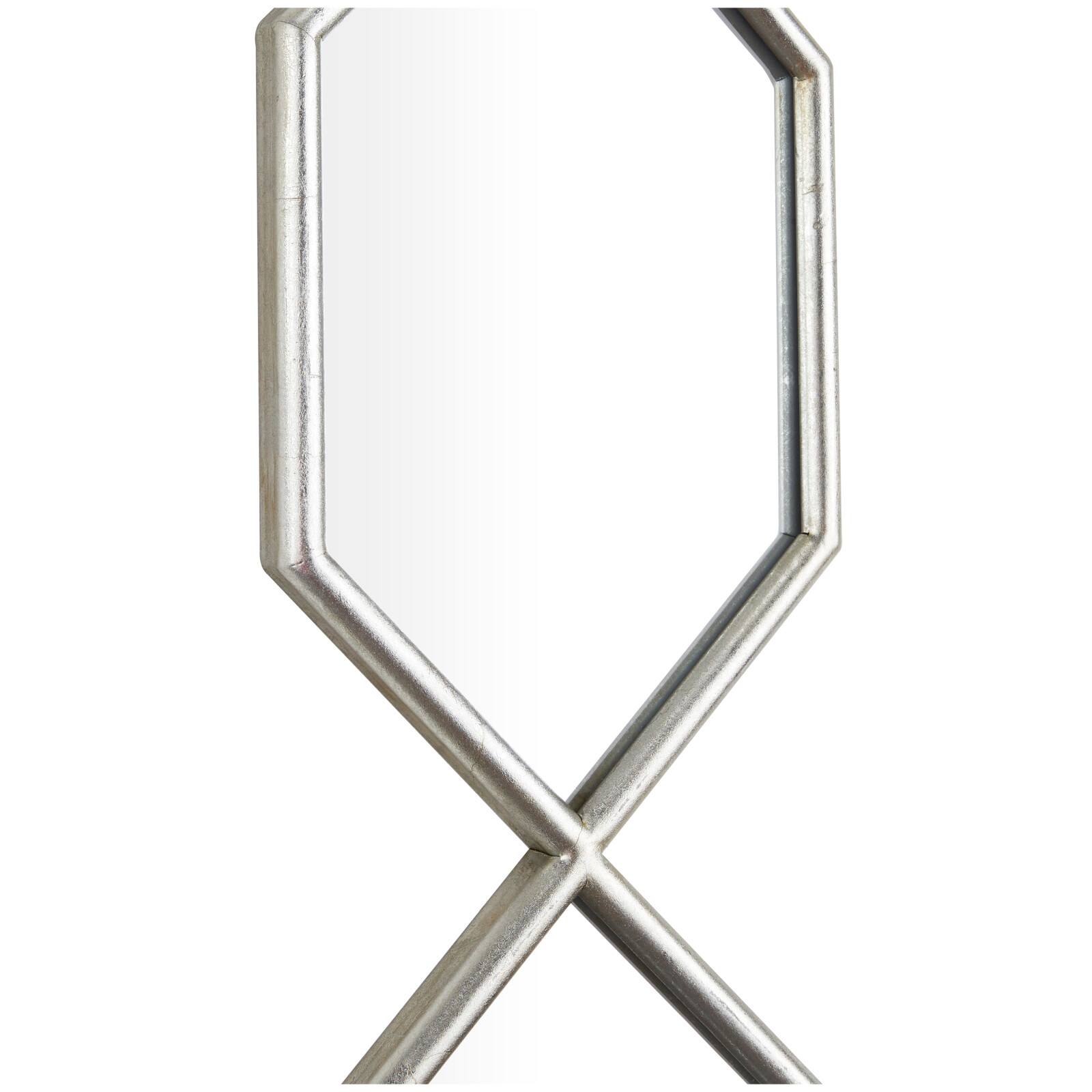 Silver Metal Slim Stacked Chain 5 Layer Wall Mirror with Trellis Pattern 7" x 1" x 59"