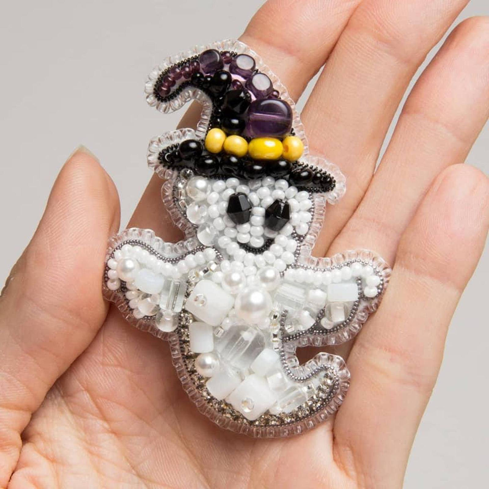 Crystal Art Beadwork Kit For Creating Broоch Ghost