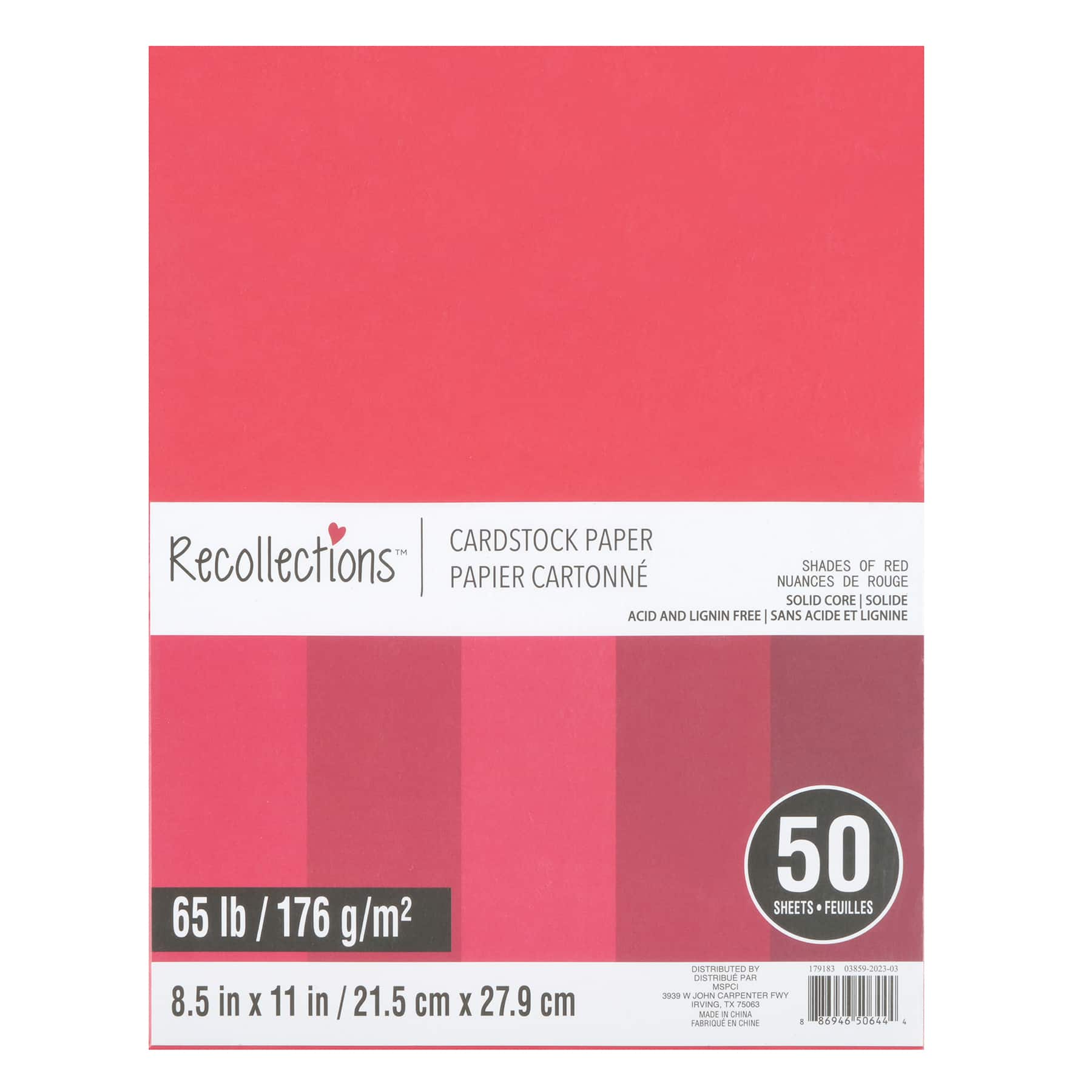 Recollections SHADES OF RED Cardstock Paper 8.5 X 11 Value Pack - 50  Sheets