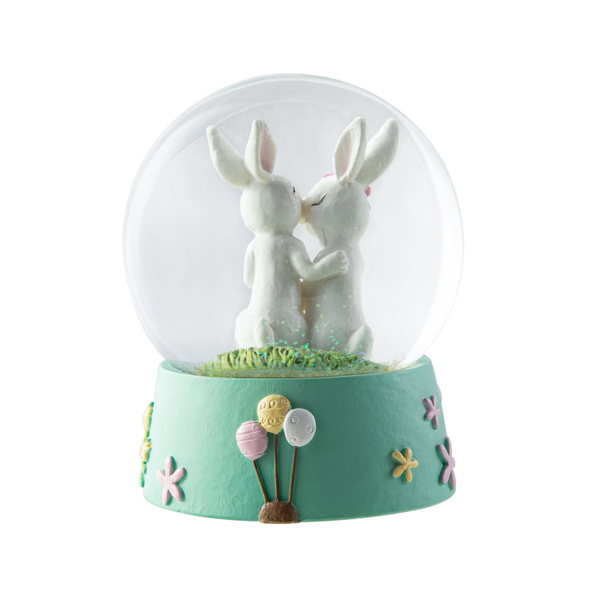Glitzhome&#xAE; 5&#x22; Easter Bunny Couple Waterglobe