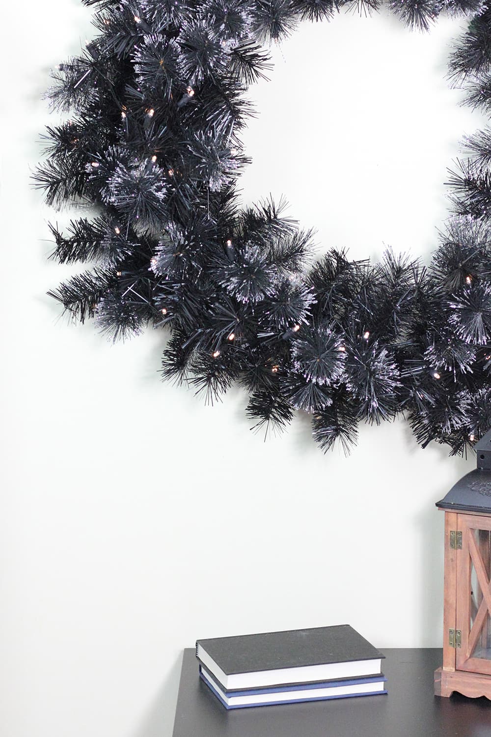 36" LED Black Bristle Artificial Christmas Wreath