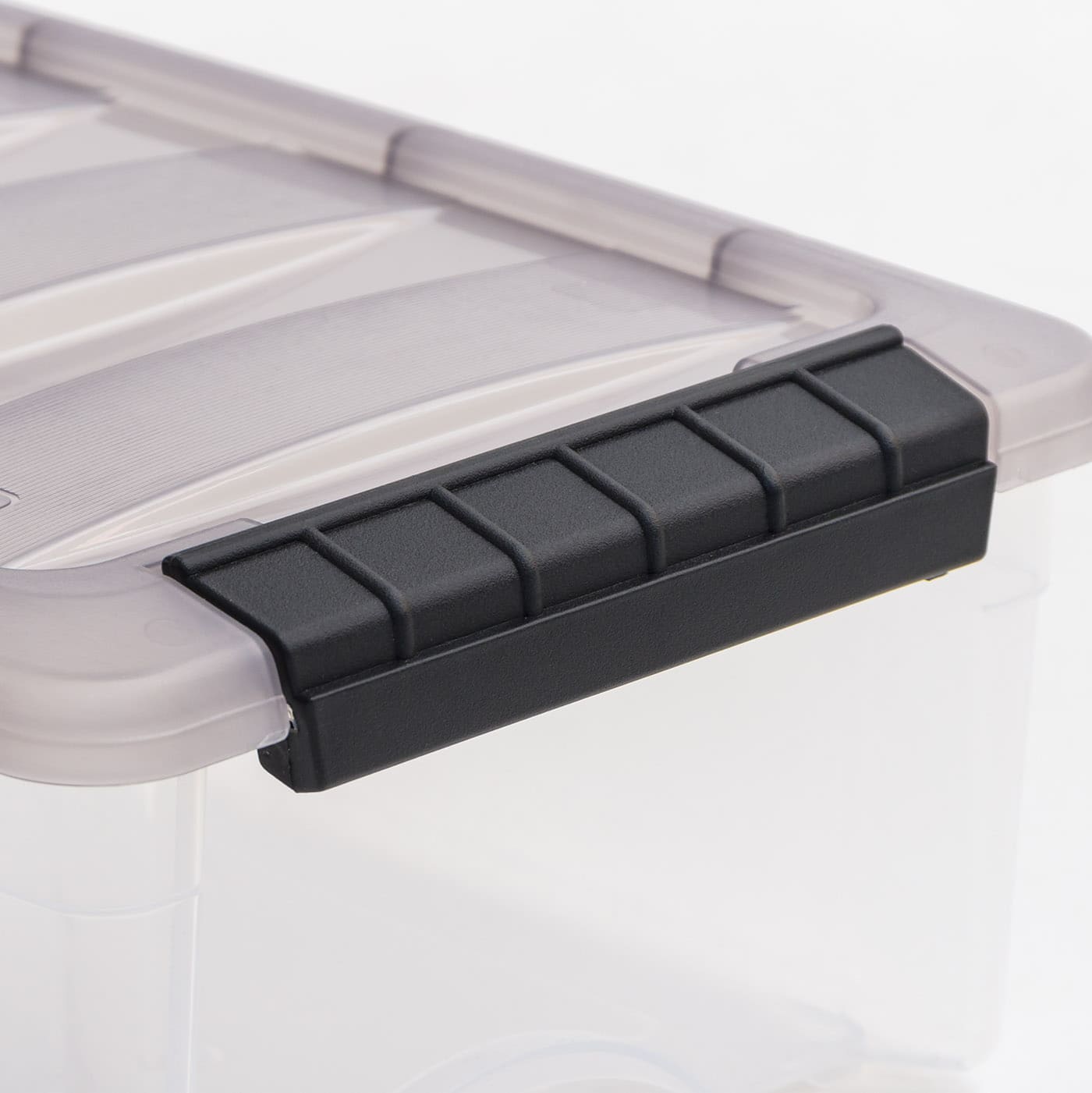 IRIS Stack &#x26; Pull Clear Plastic Storage Boxes with Gray Lid