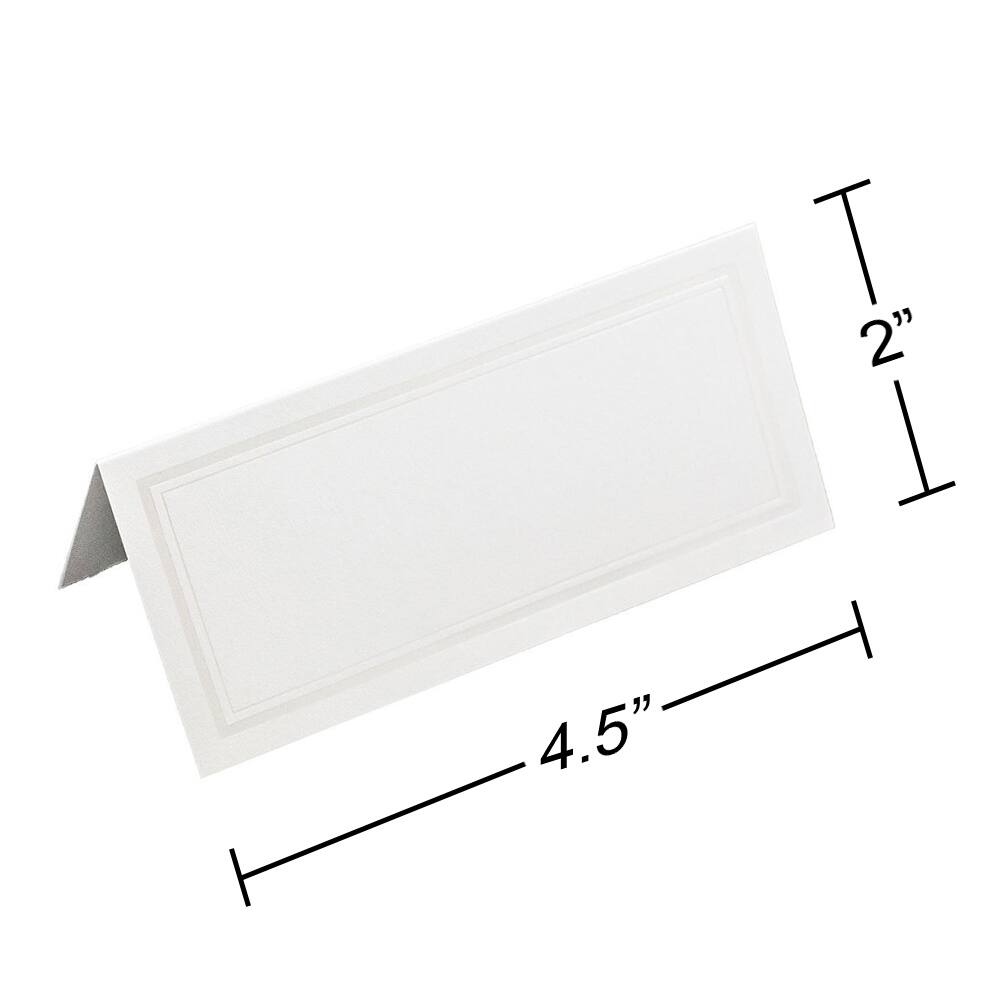 JAM Paper White Ivory Double Border FoldOver Wedding Table Place Cards