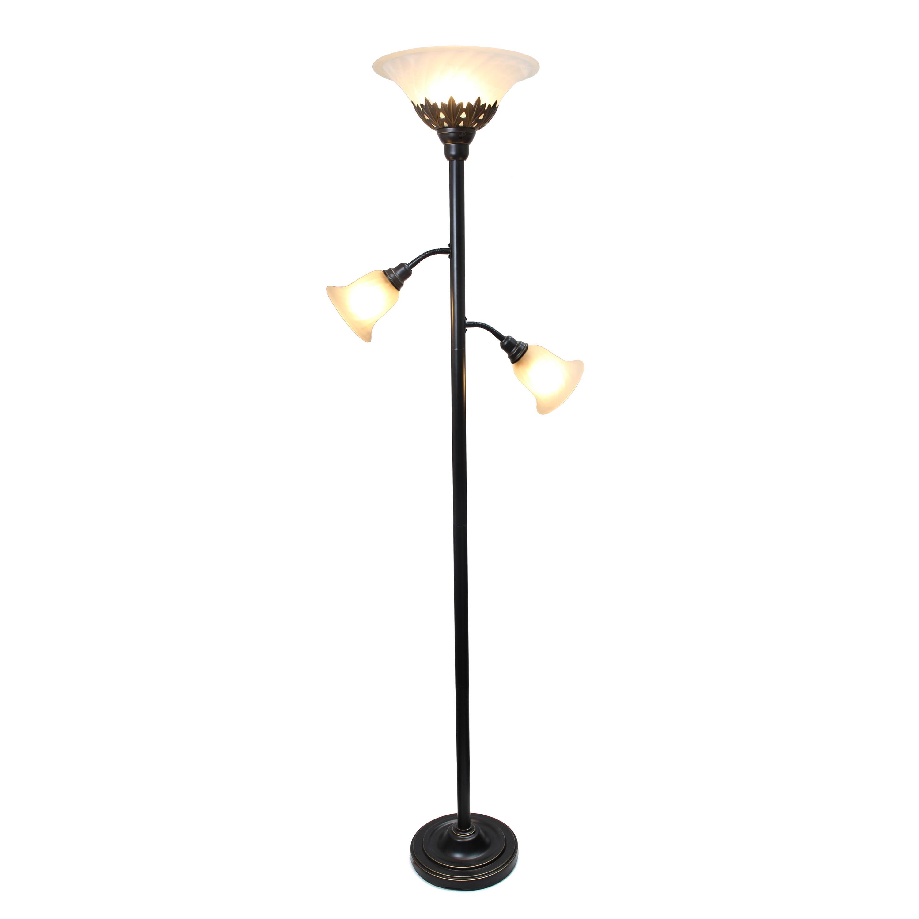 Lalia Home Torchiere Floor Lamp with 2 Reading Lights