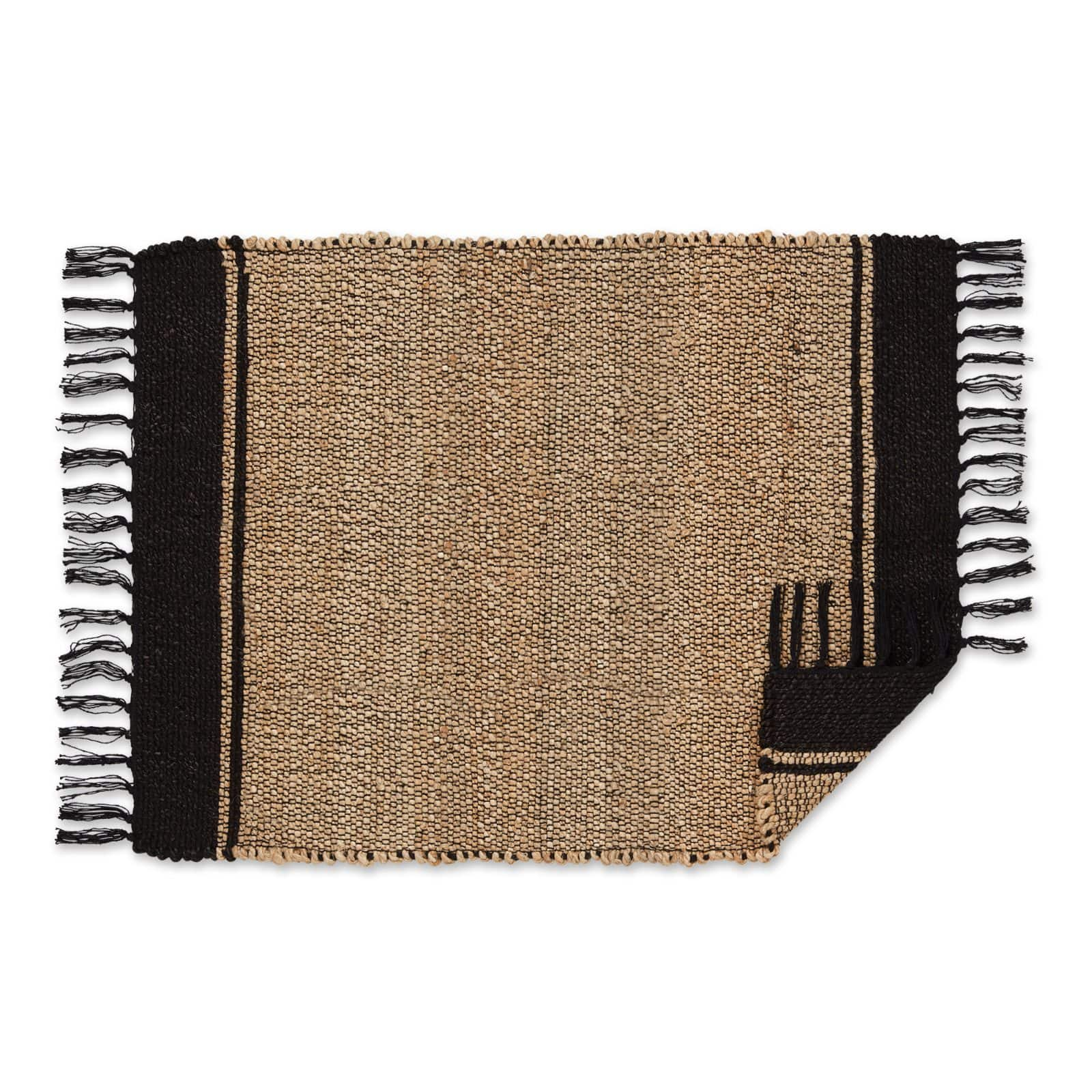 DII&#xAE; Black With Natural Jute Stripes Hand-Loomed Rug, 2ft. x 3ft.