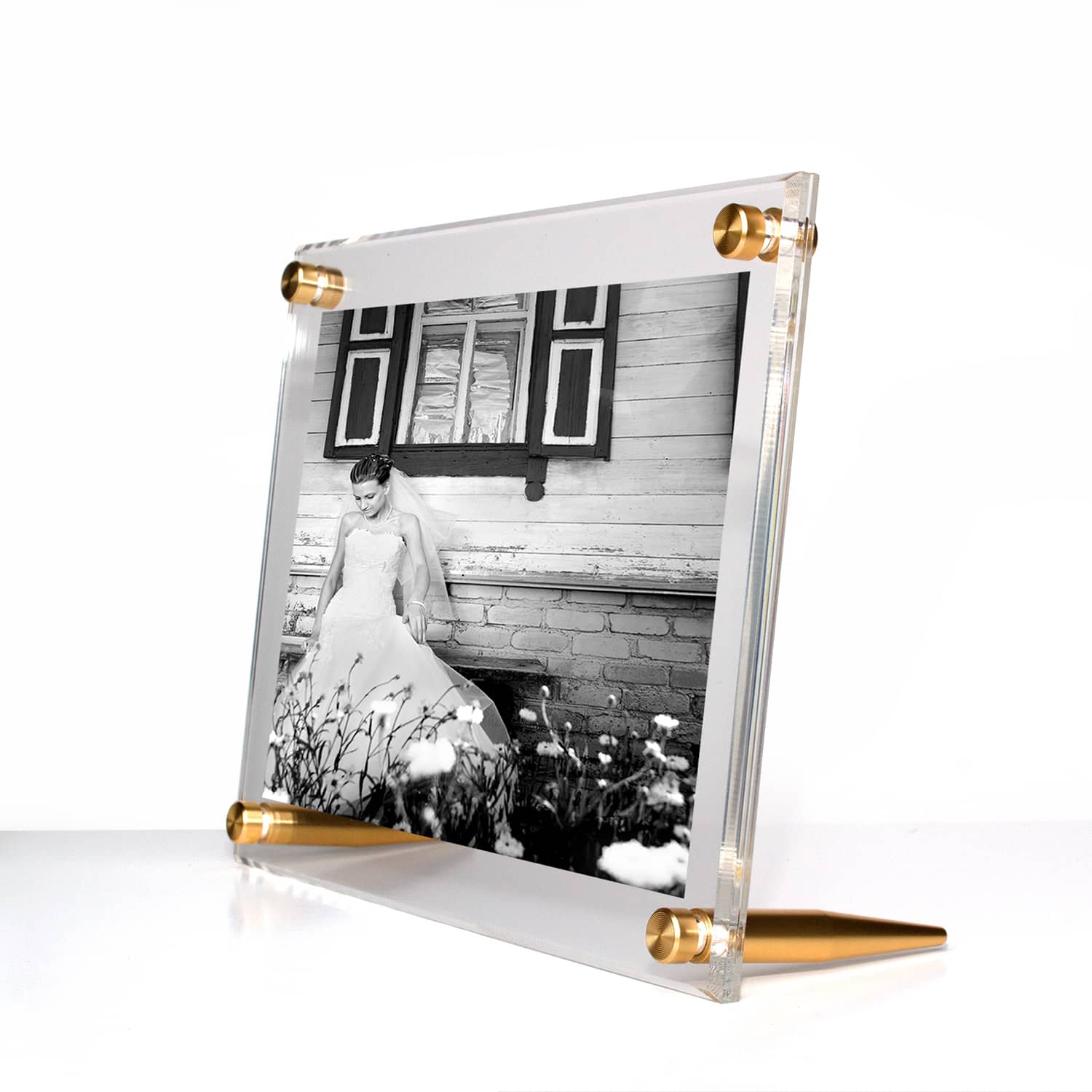 Wexel Art Clear Acrylic Tabletop Floating Picture Frame with Gold