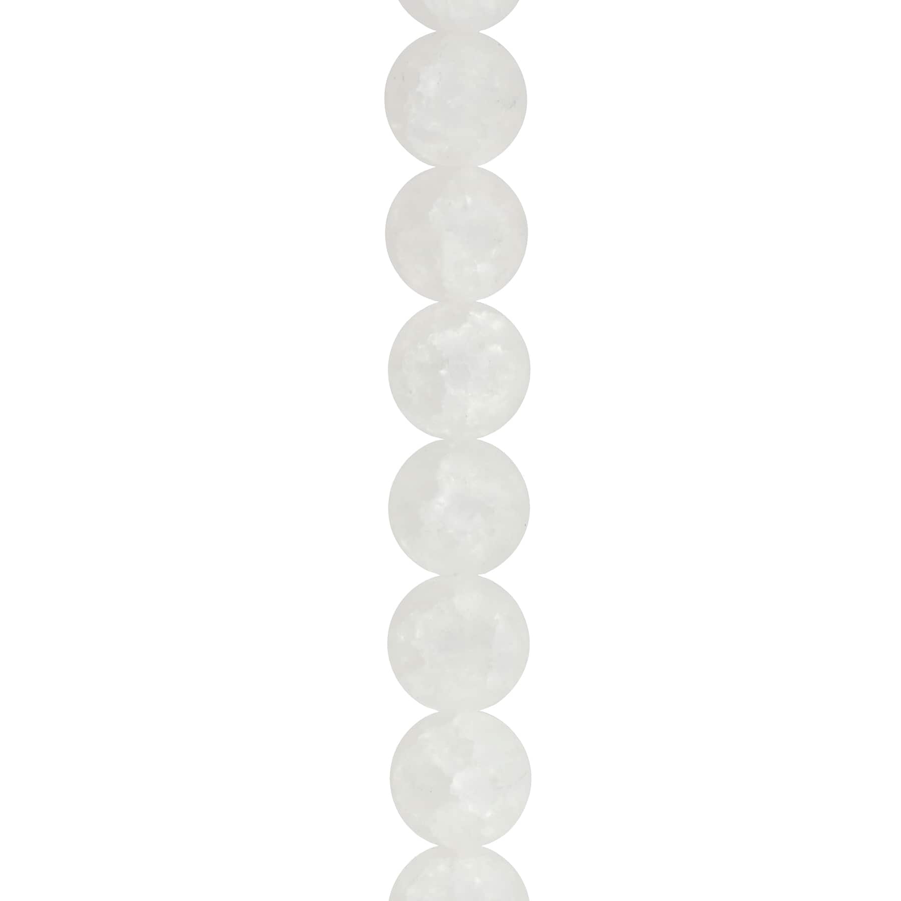 12 Pack: White Cracked Quartz Round Beads by Bead Landing™