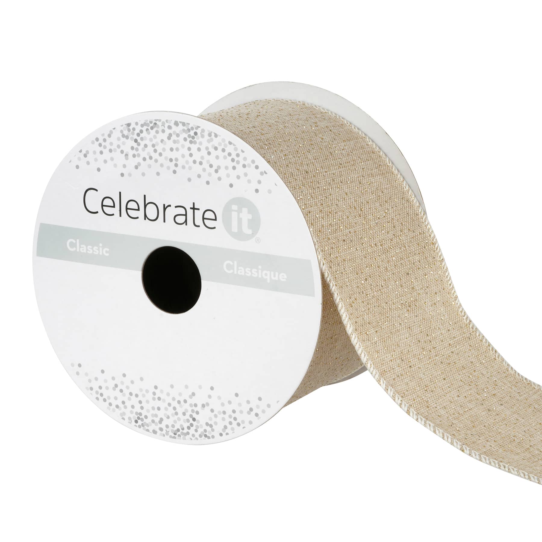 2.5&#x22; x 3yd. Linen Wired Ribbon by Celebrate It&#x2122; Classic