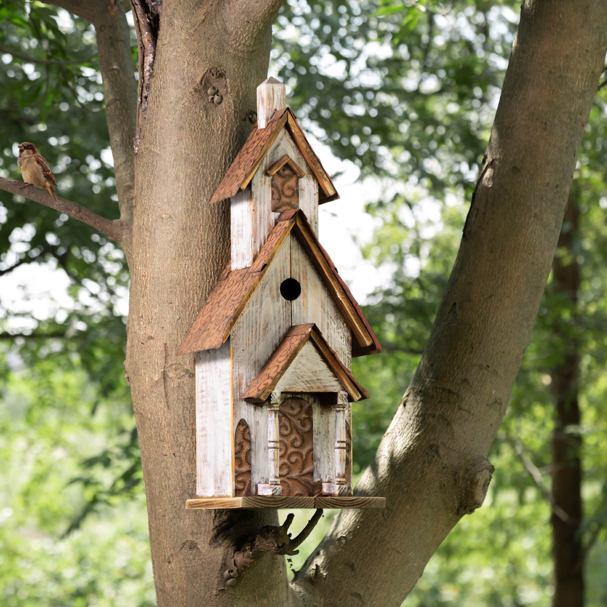 Glitzhome® 23.62" Extra-Large Rustic Wooden Birdhouse