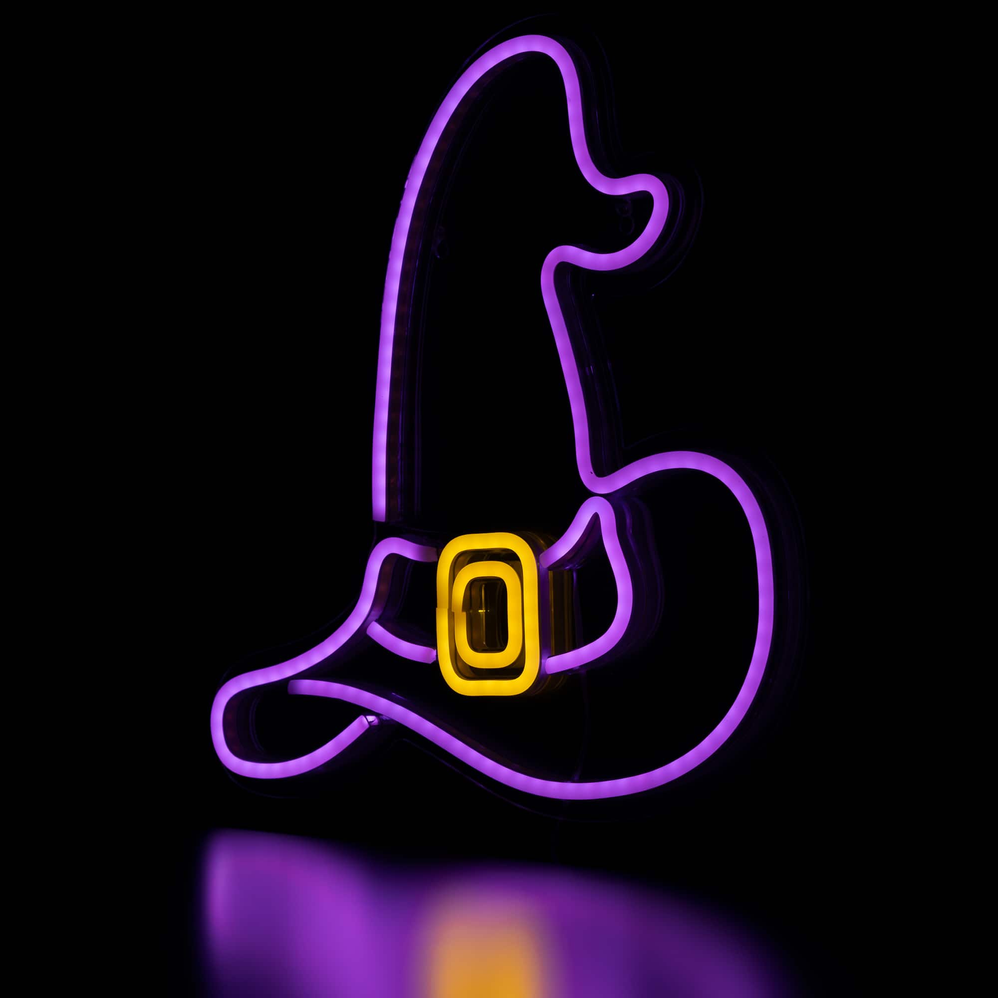 15" Purple LED Neon Style Witch Hat Halloween Window Silhouette