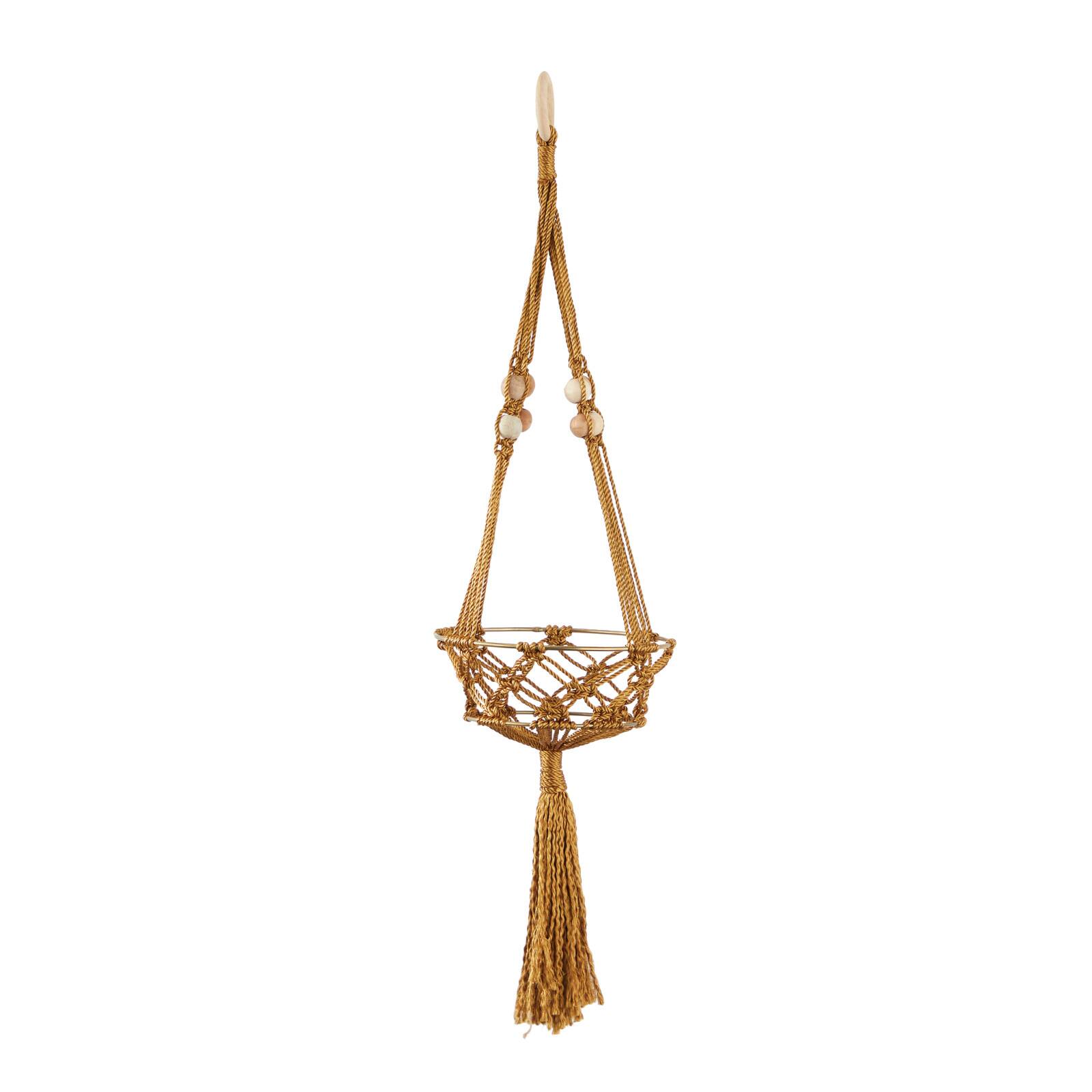 29" Brown Fabric Handmade Hanging Macrame Wall Planter