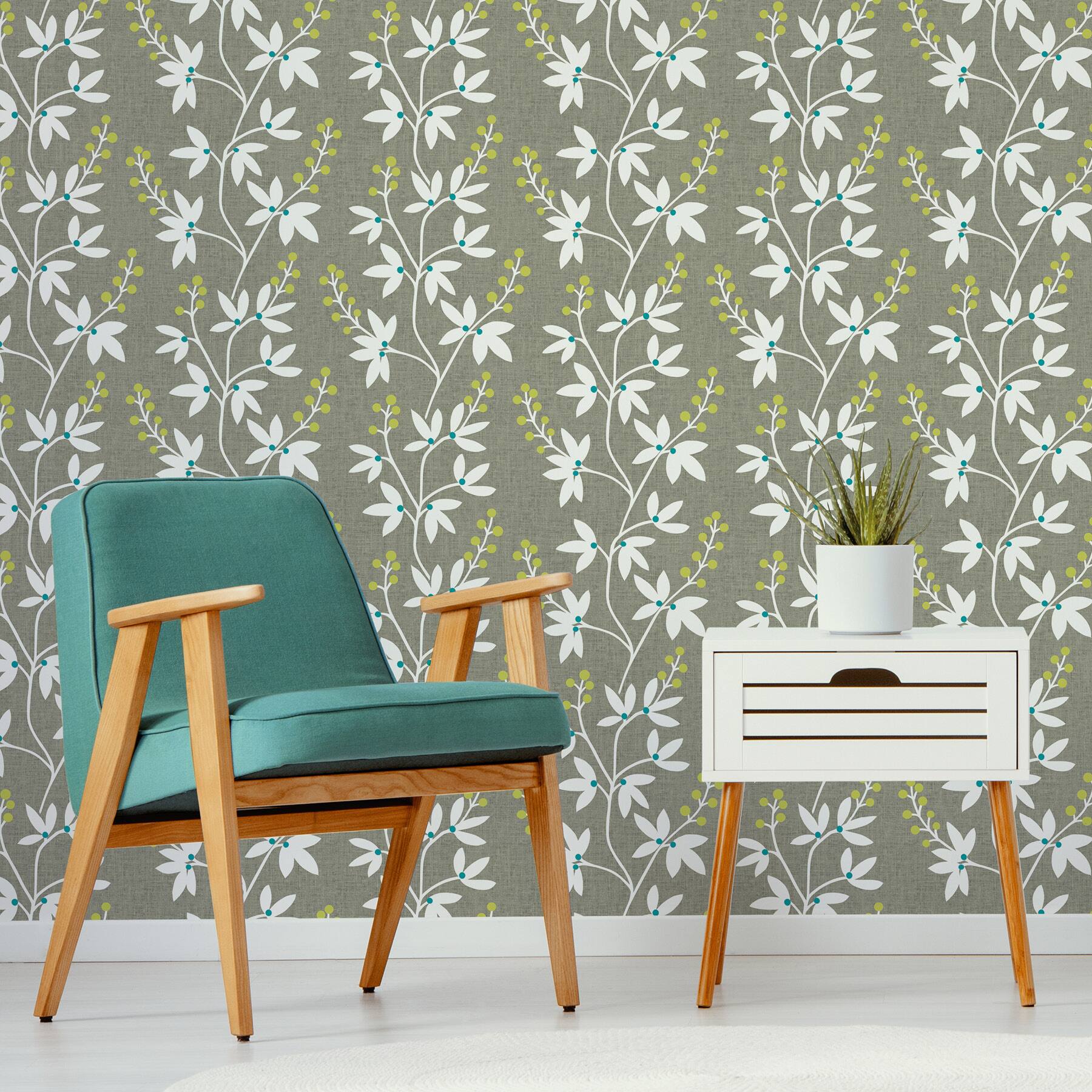 NuWallpaper Taupe & Lime Fairfield Peel & Stick Wallpaper