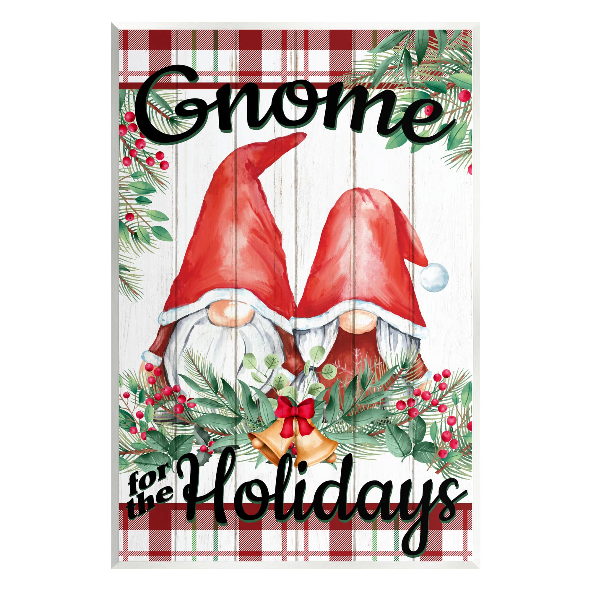 Stupell Industries Gnome For The Holidays Plaid Wall Plaque Art