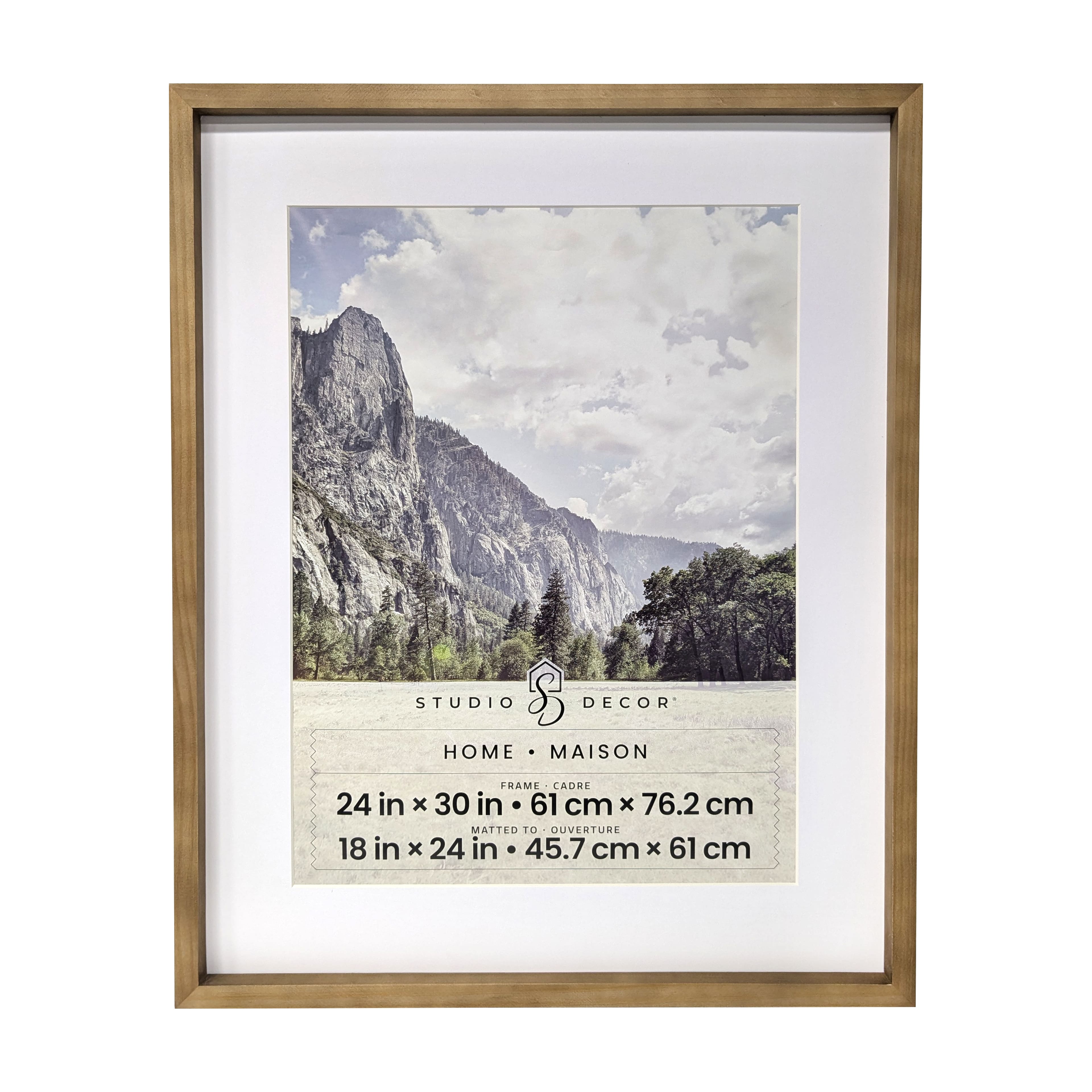 Home Natural Walnut Stain Wood Frame with Mat by Studio D&#xE9;cor&#xAE;