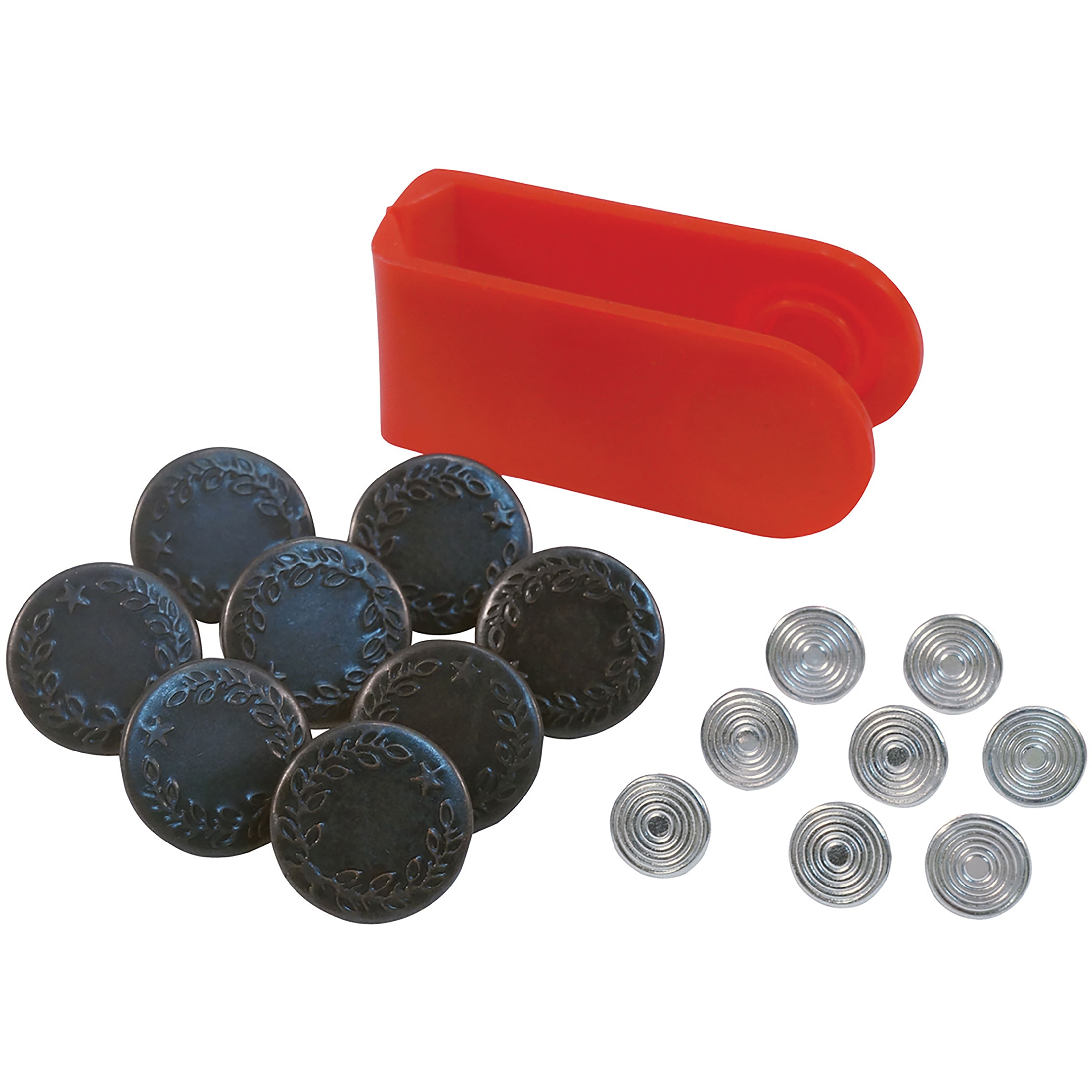 SINGER® No Sew Jean Buttons Kit with Tool, 8 Sets
