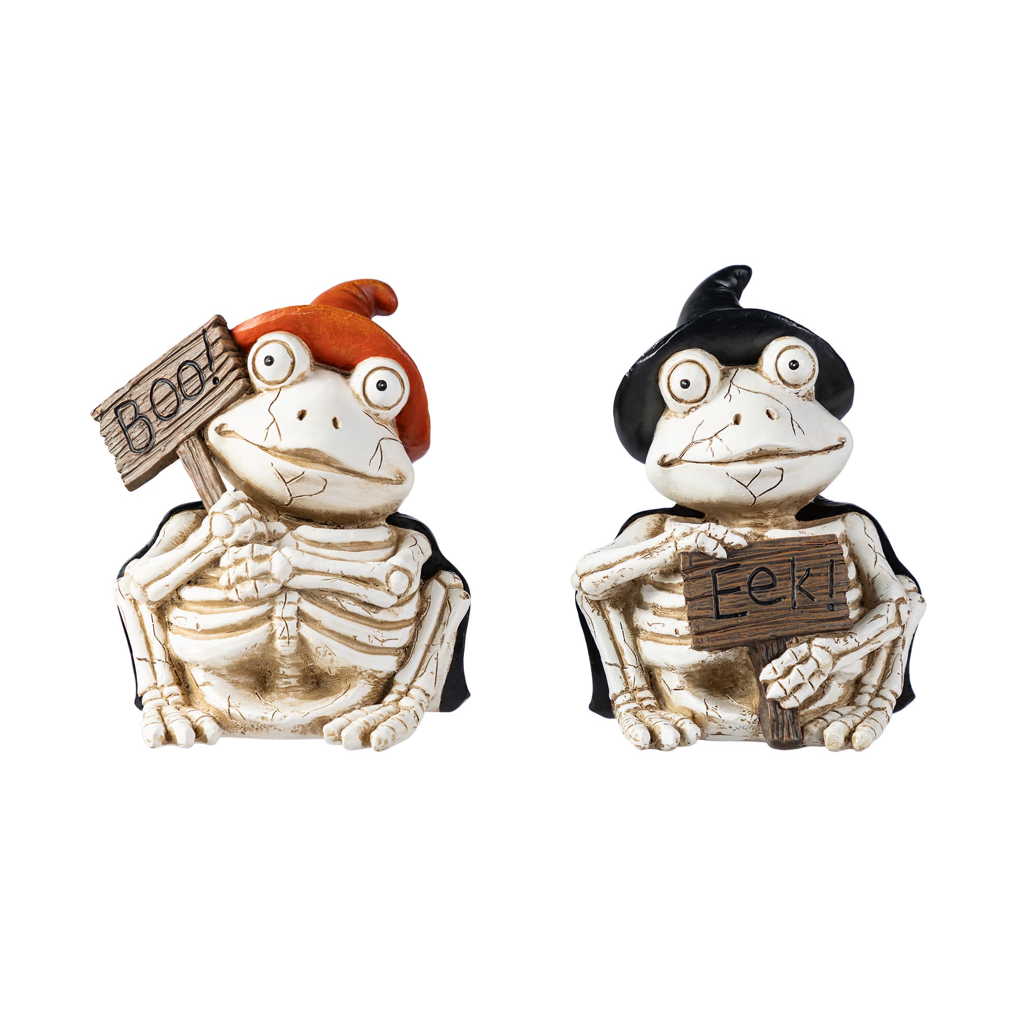 Glitzhome&#xAE; 7&#x22;H Halloween Resin Skeleton Frogs Table Decor Set