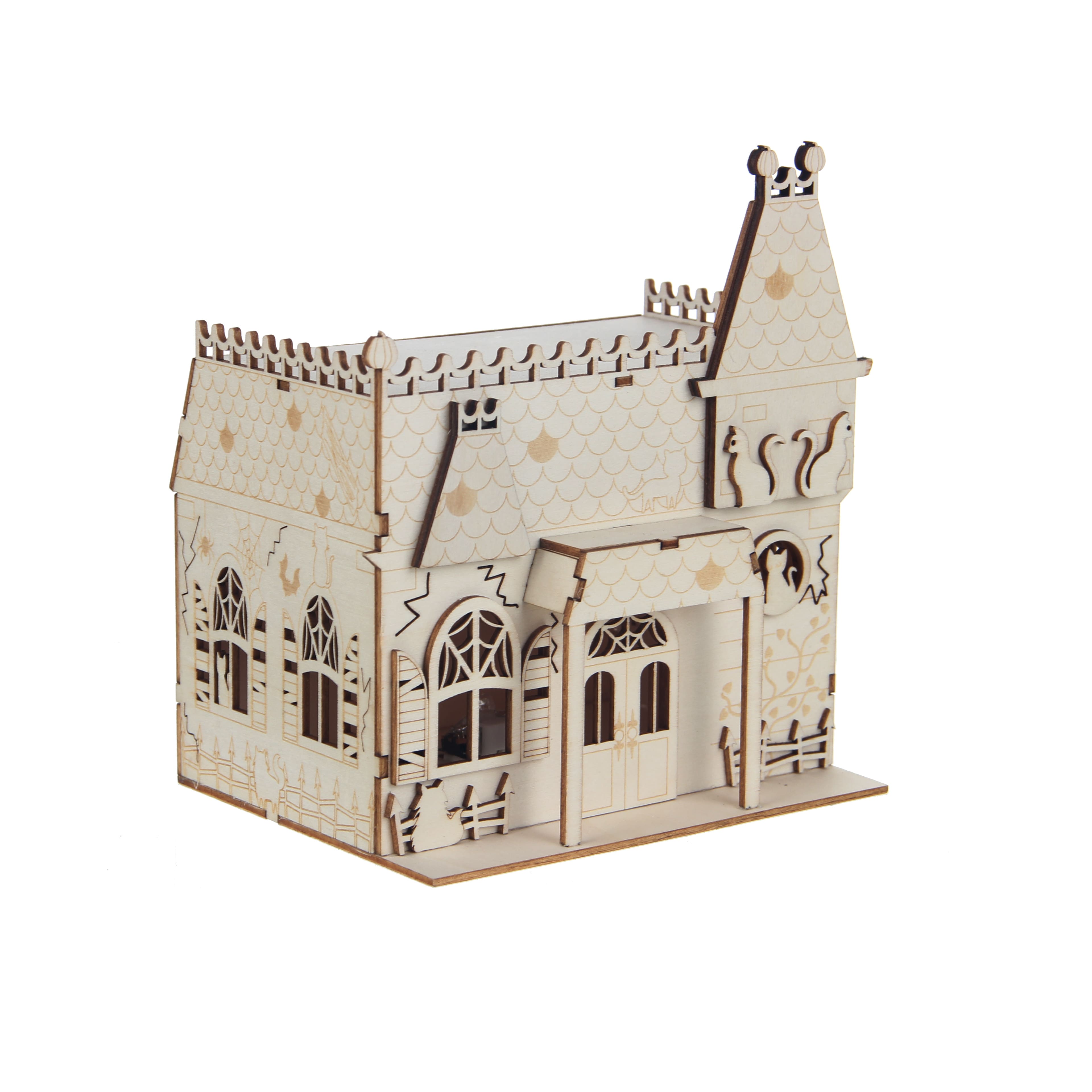 7.5" DIY Village Cat House LED Wood Décor by Make Market®