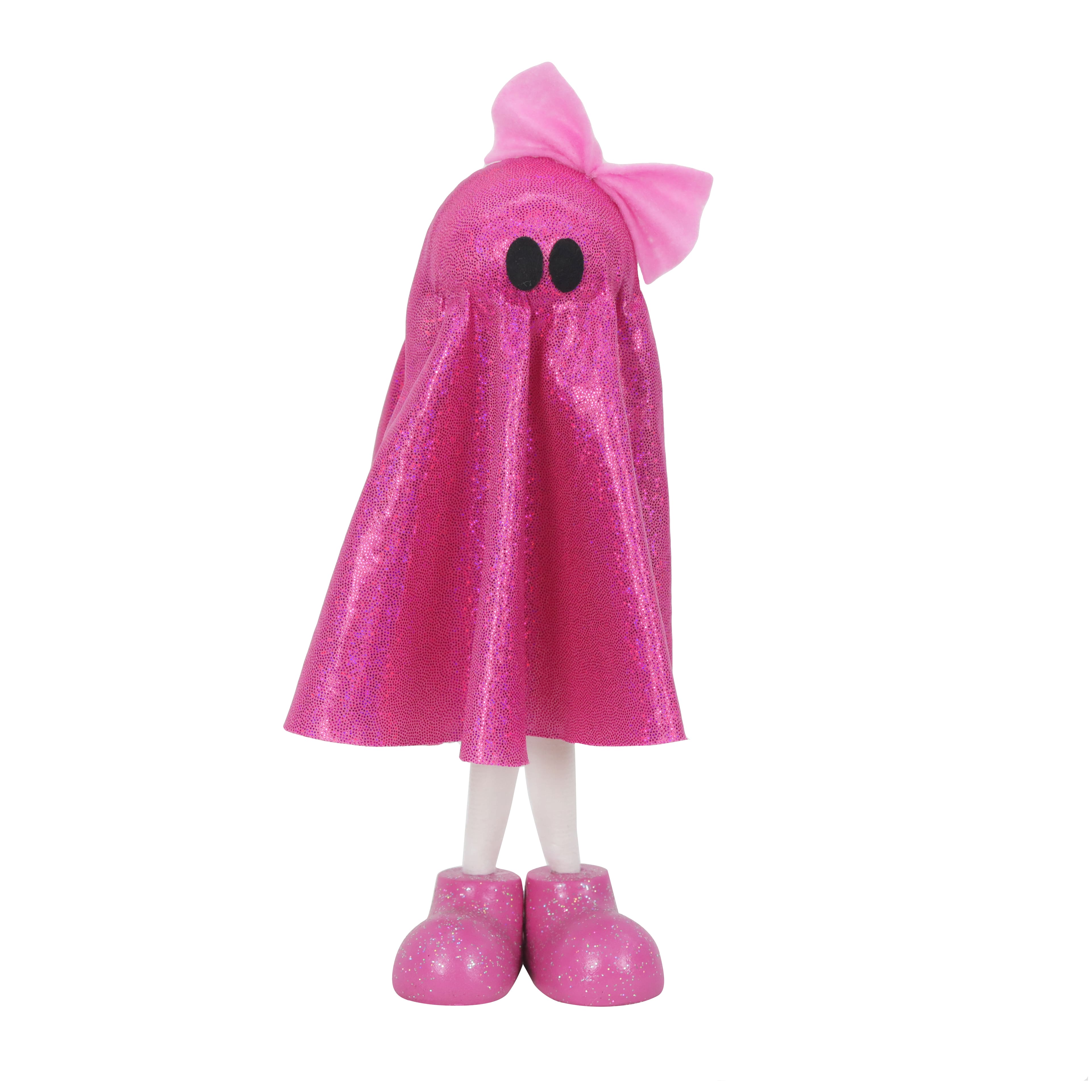 16" Standing Fabric Glitter Ghost with Bow Tabletop Décor by Ashland®