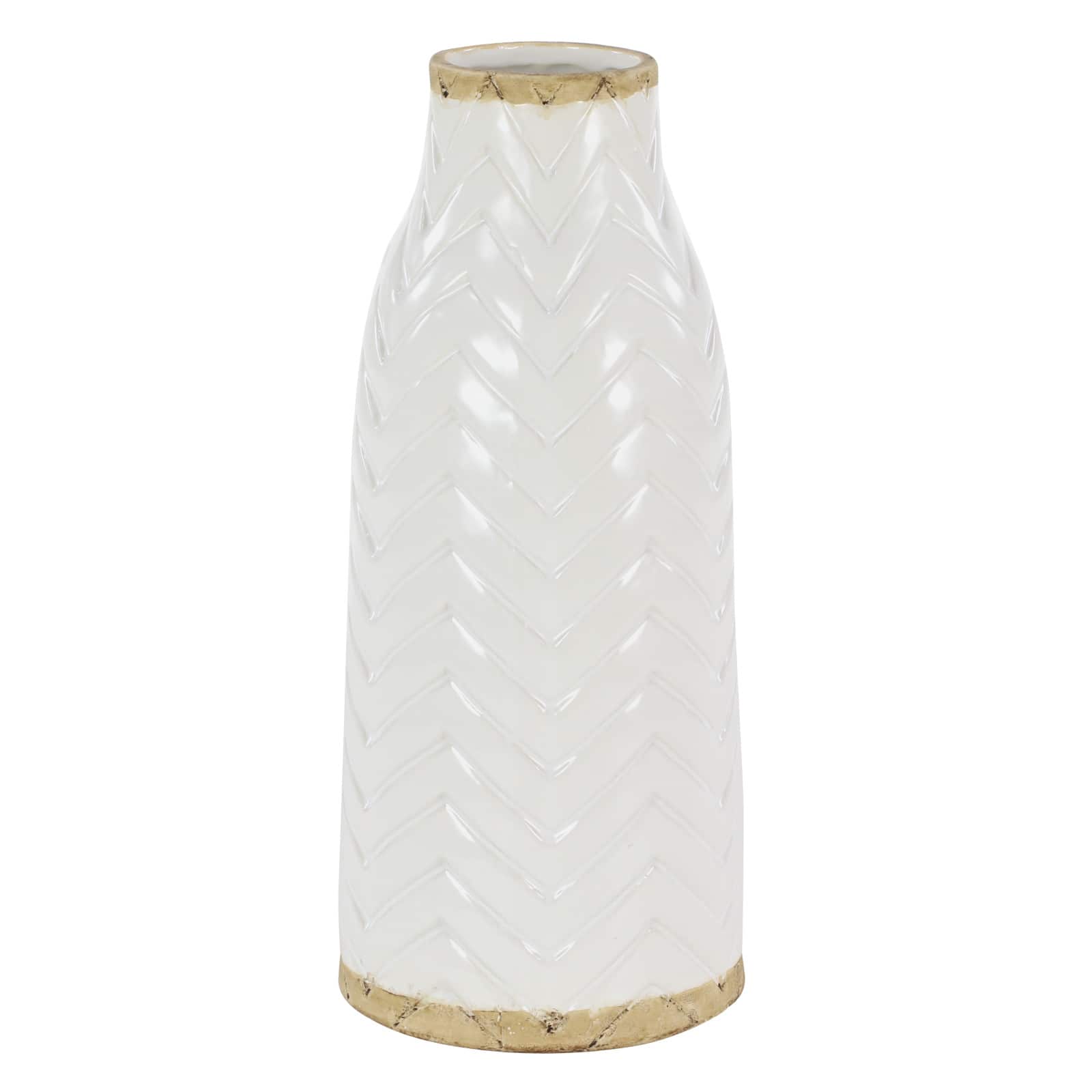 White Porcelain Coastal Style Vase, 7&#x22; x 16&#x22;