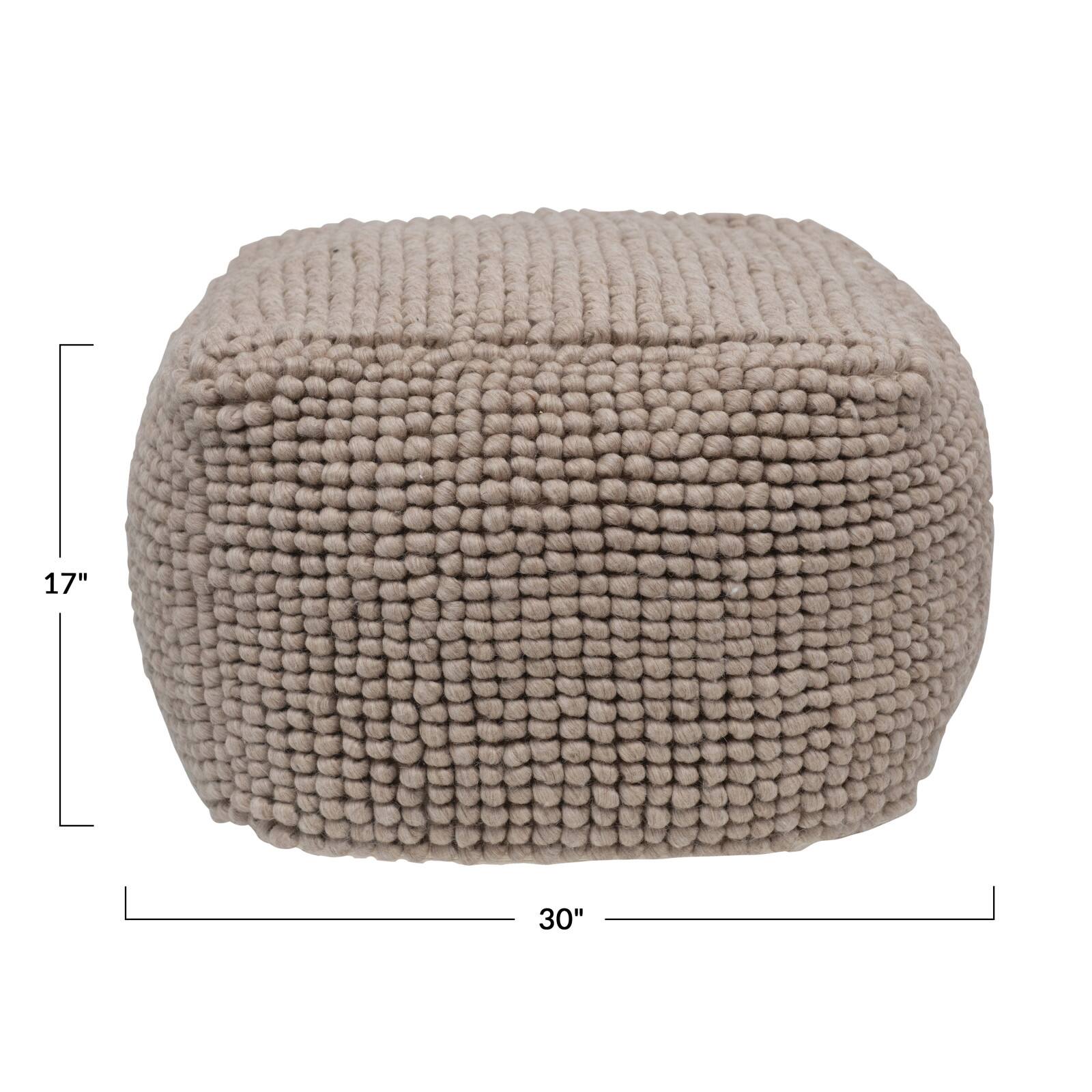Hello Honey® 17" New Zealand Square Wool Pouf