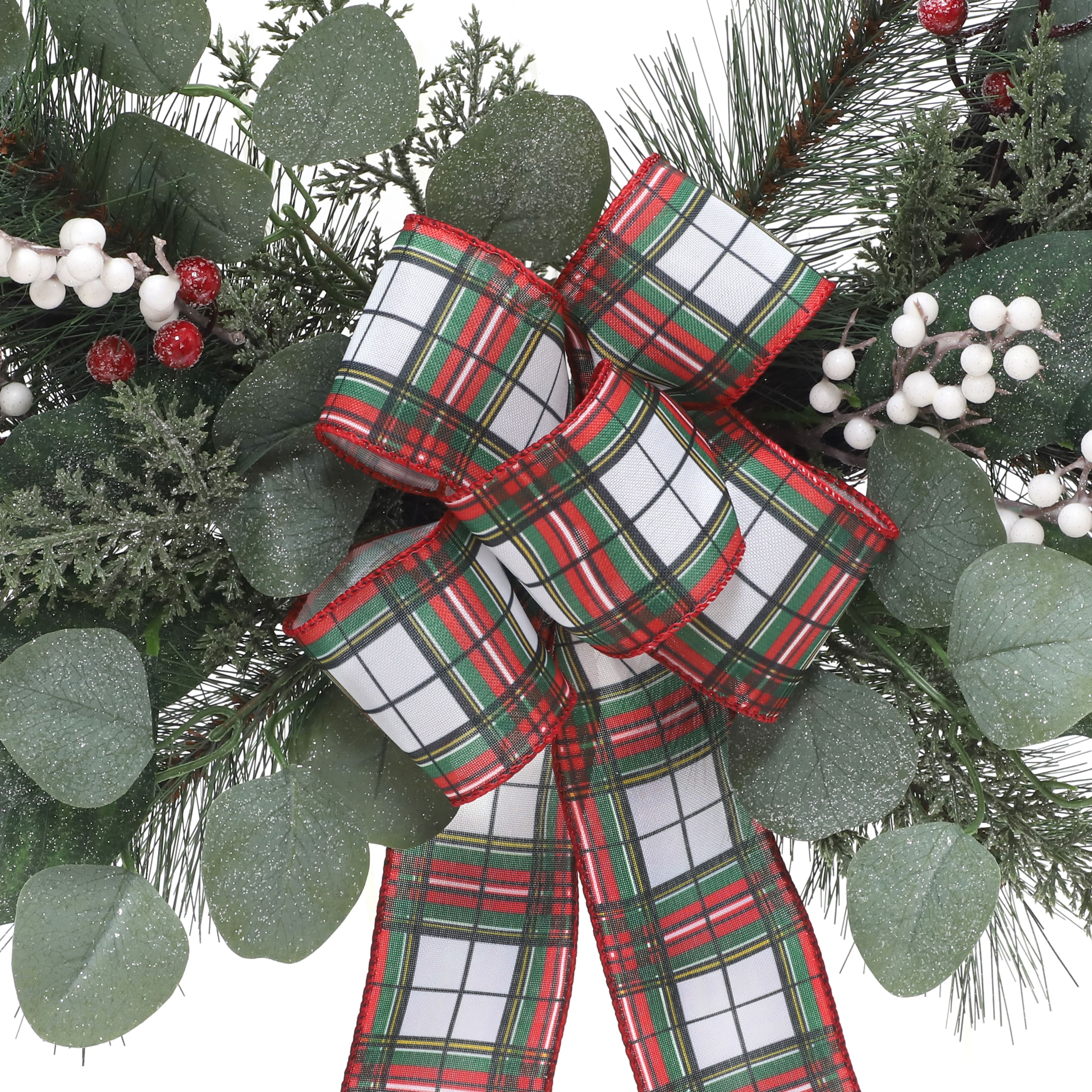 24&#x22; Pine, Eucalyptus &#x26; Berry Half Wreath with Bow by Ashland&#xAE;